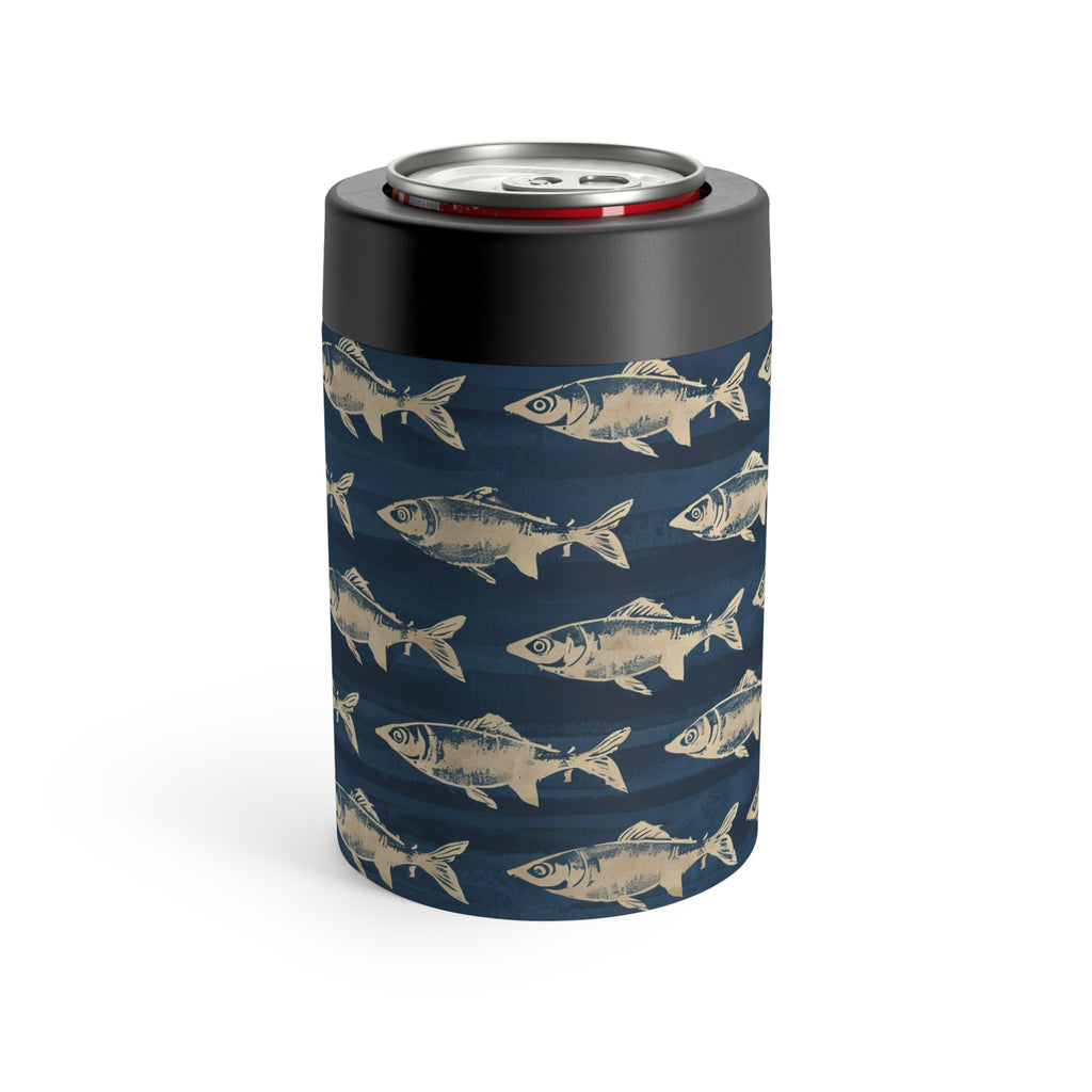 Fish Pattern Can Holder, Rustic Drink Insulator, Camping Accessory, Outdoor Party Favor, Unique Gifts for Him