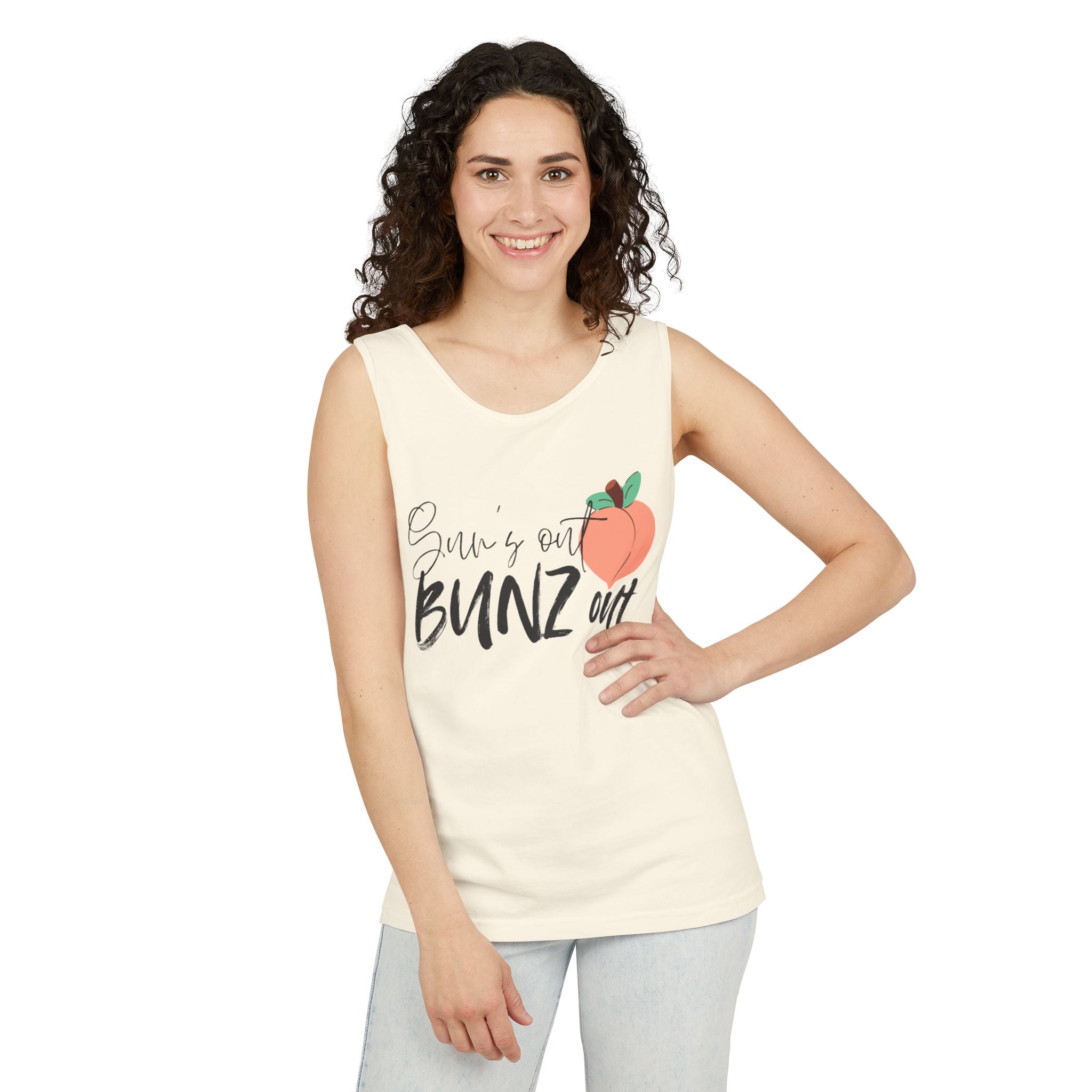 Sun’s Out Bunz Out Tank Top — Cute Peach Graphic Summer Tank