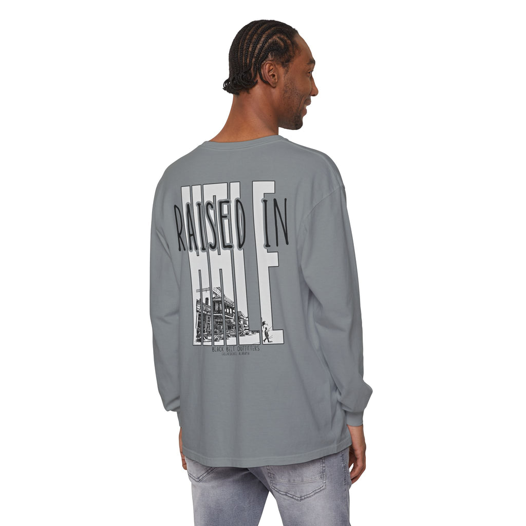 Raised in Hale Unisex Garment-Dyed Long Sleeve T-Shirt, Casual Wear, Gift for Him/Her, Streetwear, Everyday Comfort, Comfortable Layering