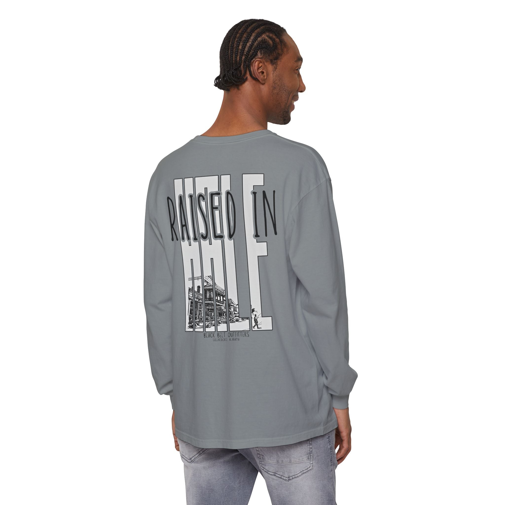 Raised in Hale Unisex Garment-Dyed Long Sleeve T-Shirt, Casual Wear, Gift for Him/Her, Streetwear, Everyday Comfort, Comfortable Layering
