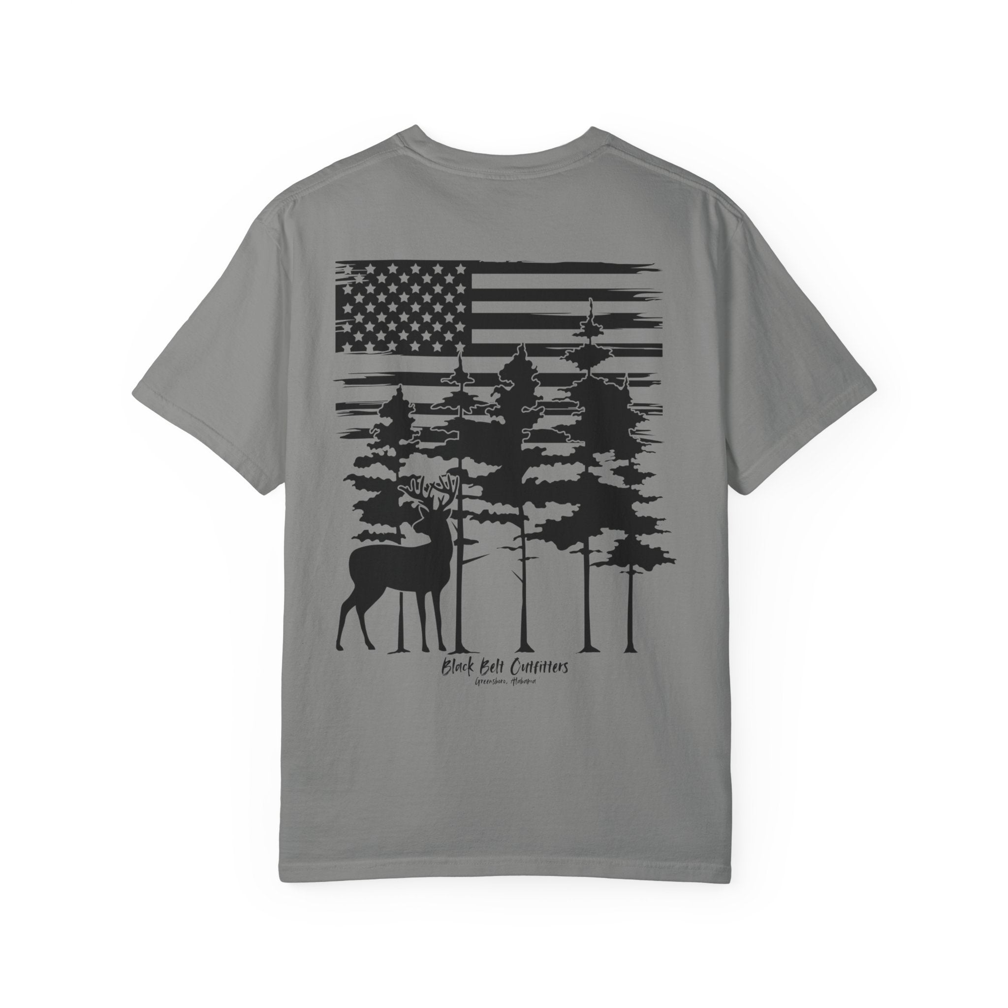 American Flag Whitetail  Unisex Garment-Dyed Pocket T-Shirt