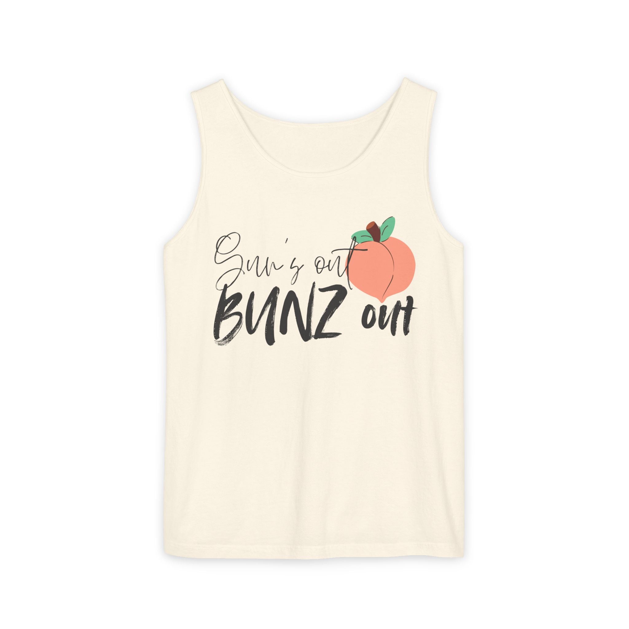 Sun’s Out Bunz Out Tank Top — Cute Peach Graphic Summer Tank