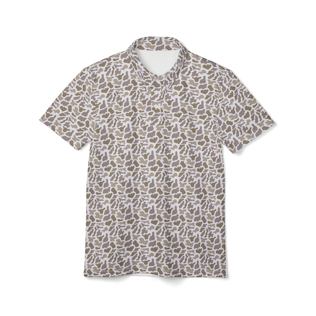 Grey Camo Unisex Polo Shirt, Casual Wear, Outdoor Adventures, Gift for Him, Summer Look