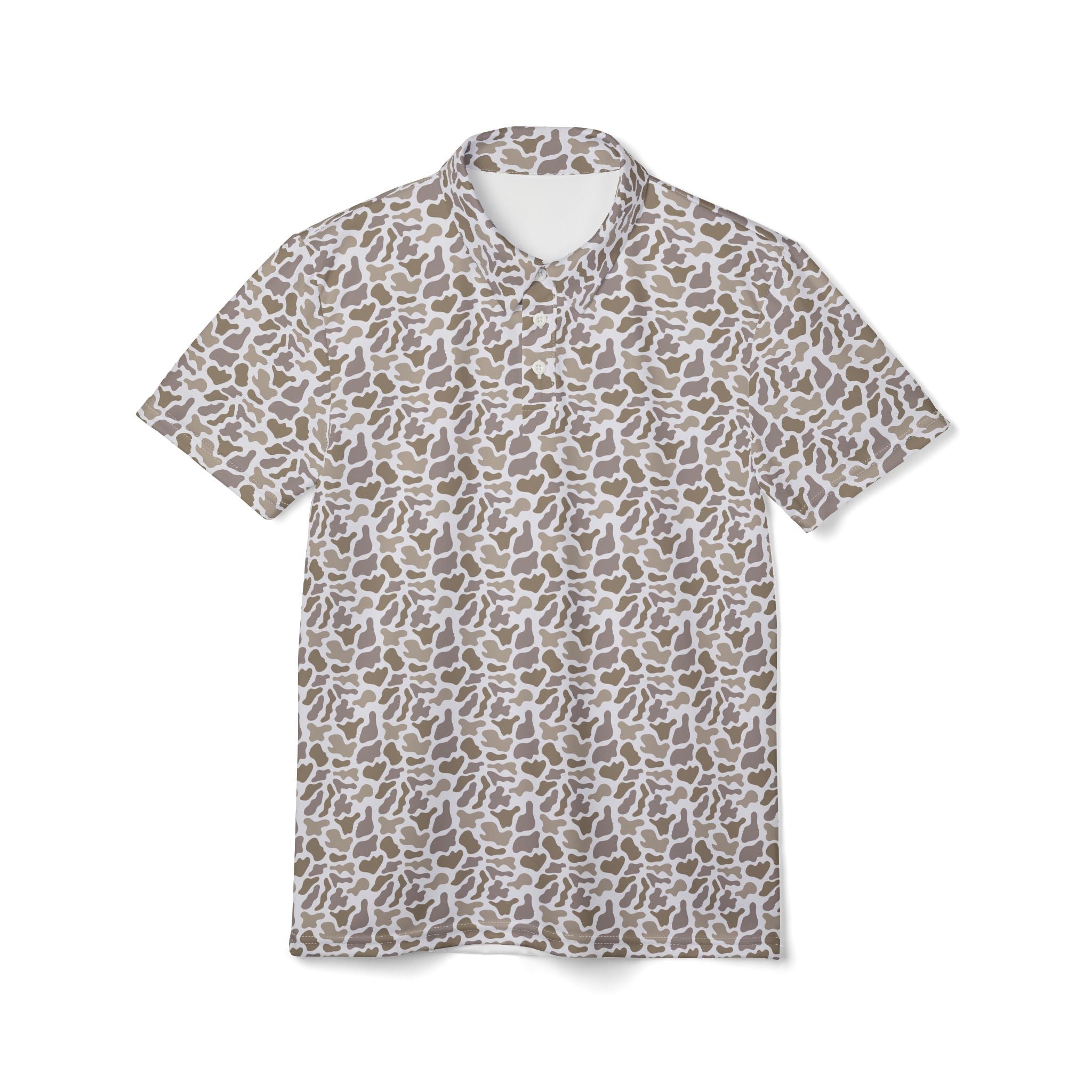 Grey Camo Unisex Polo Shirt, Casual Wear, Outdoor Adventures, Gift for Him, Summer Look
