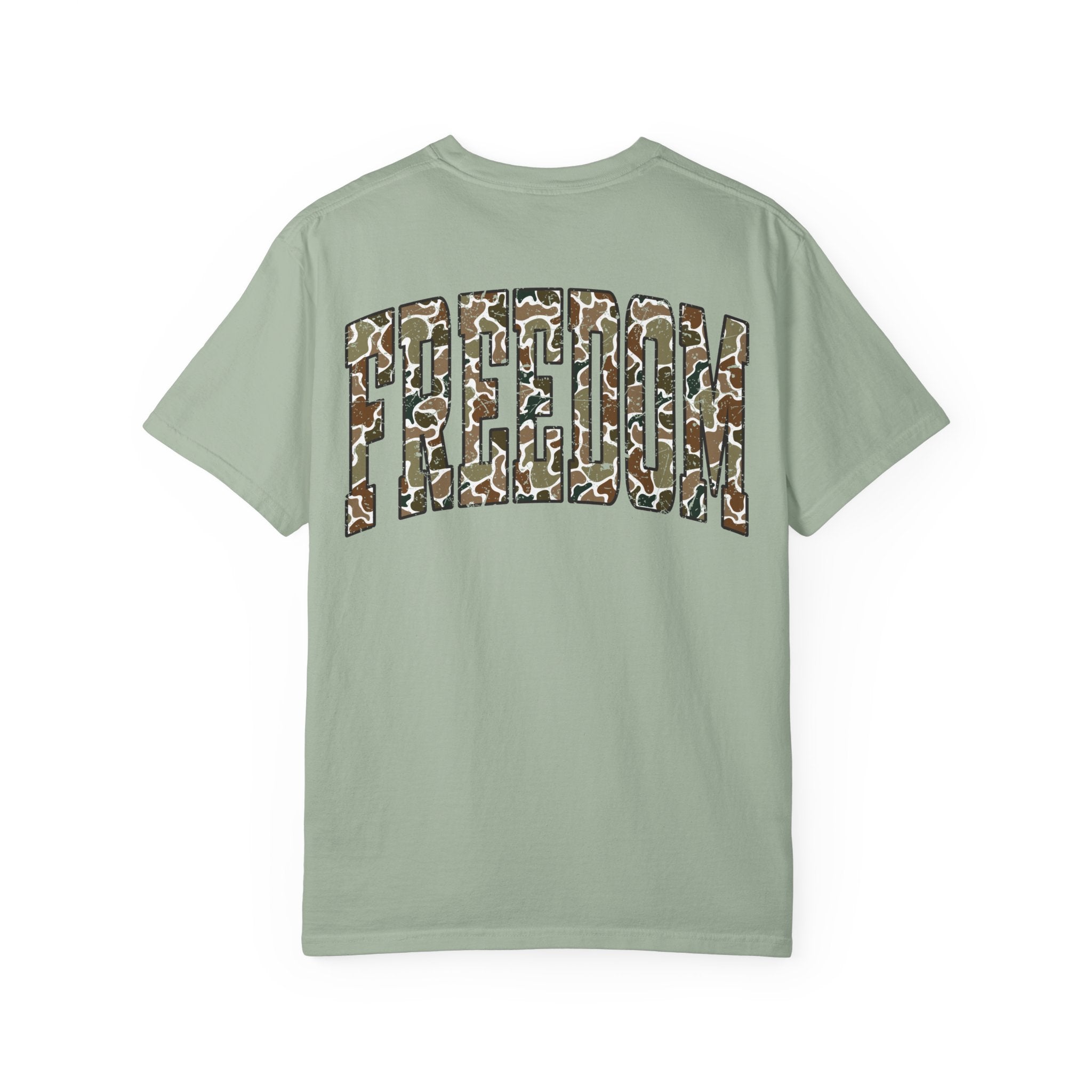 Unisex Camo Freedom Graphic T-Shirt, Casual Wear, Inspirational Gift, Summer Tee, Eco-Friendly Apparel