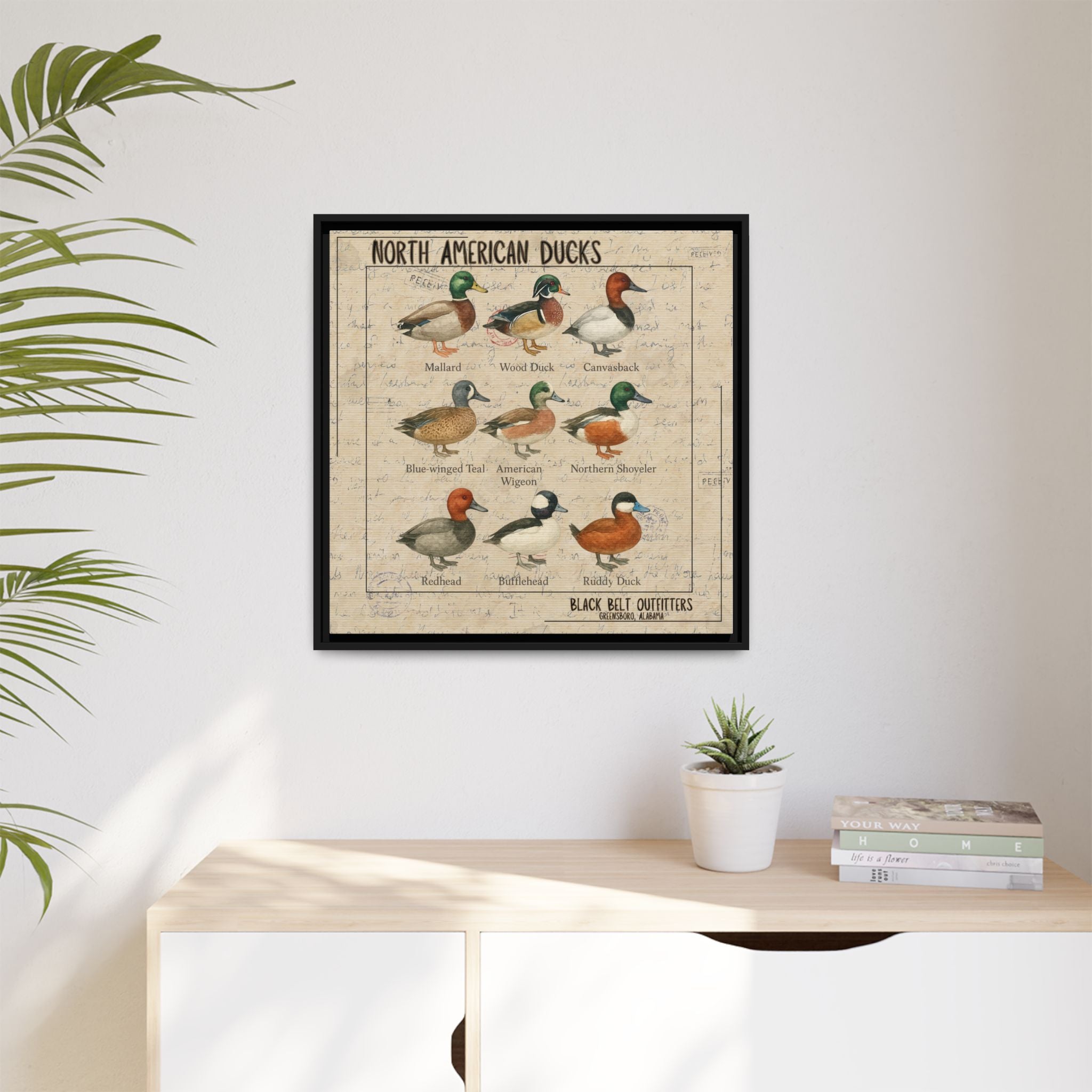 Vintage Duck Art Canvas Print, Framed Wall Decor, Nature Lover Gift, Farmhouse Decor, Rustic Home Art, Cabin Wall Decor