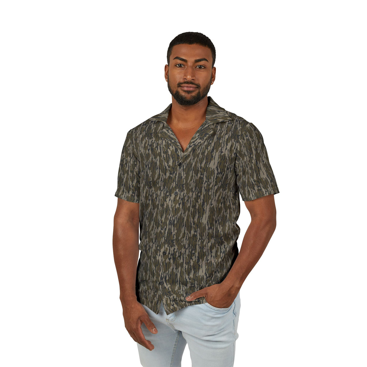 Men's Trendy Camo Camp Shirt - Casual Summer Button-Up