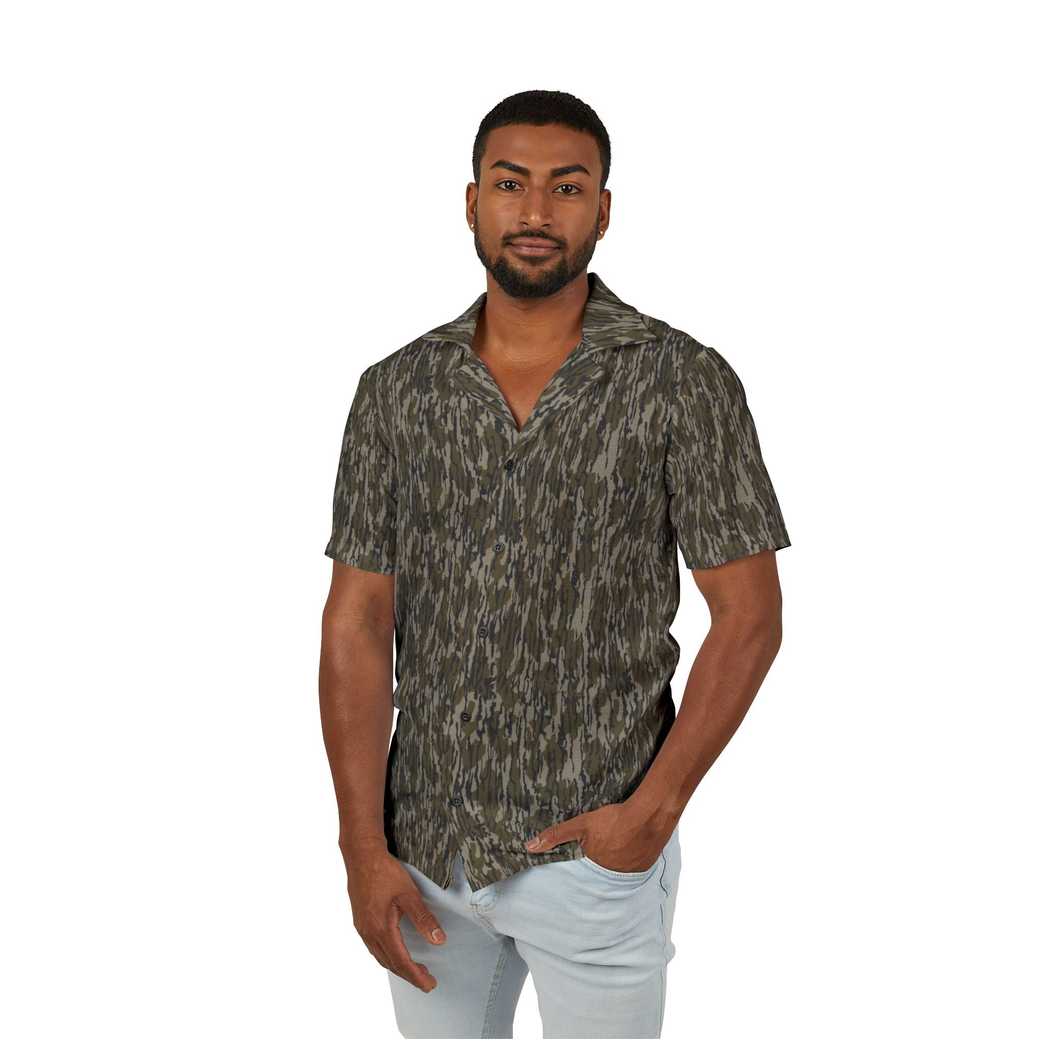 Men's Trendy Camo Camp Shirt - Casual Summer Button-Up
