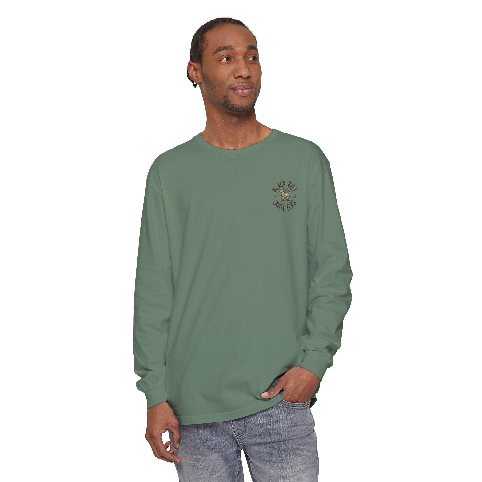 Duck Dog The Chase Unisex Garment-Dyed Long Sleeve T-Shirt, Casual Wear, Gift for Him/Her, Streetwear, Everyday Comfort, Comfortable Layering