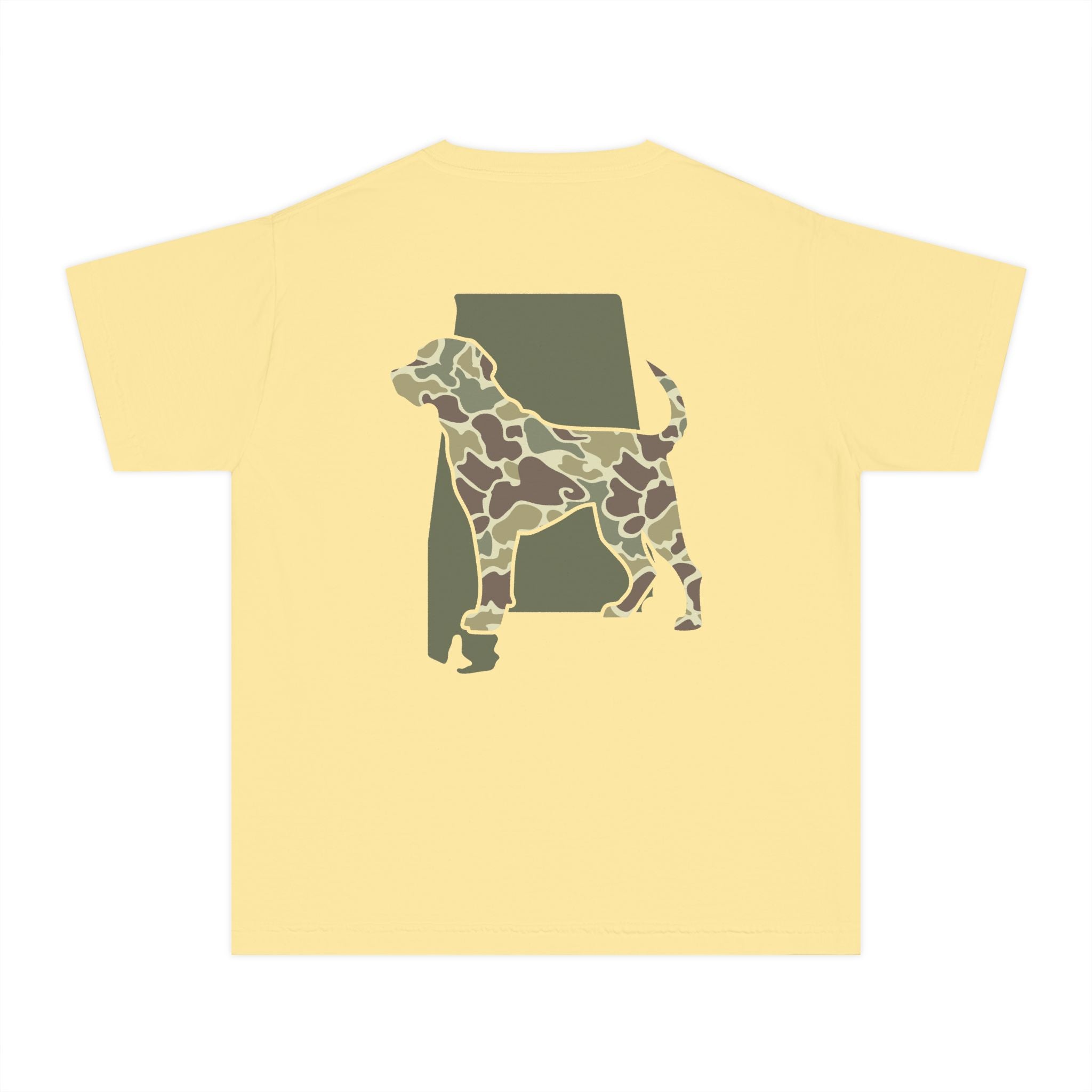 Alabama Camo Hunting Dog Youth Midweight Tee - Fun Farm-Themed Shirt