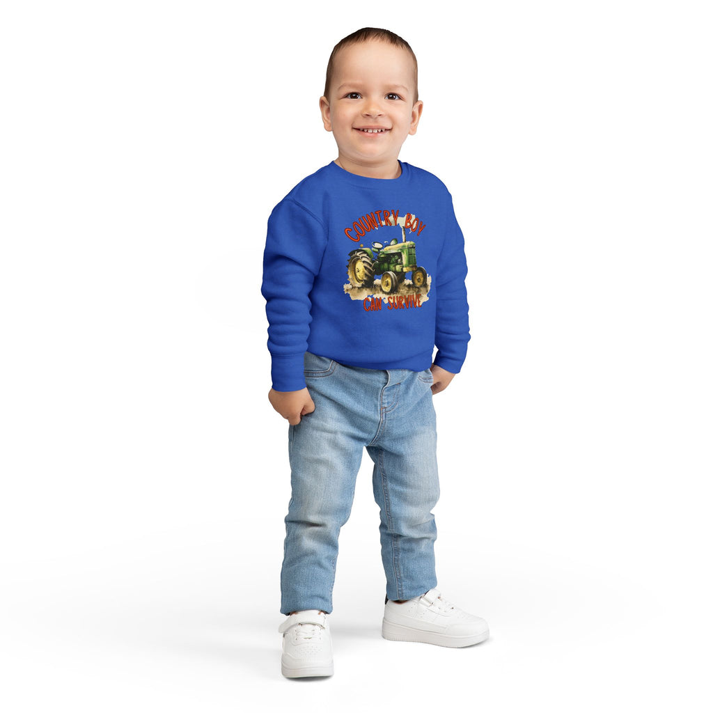 Playful Toddler Sweatshirt ‘Country Boy Will Survive’ Casual Wear, Baby Clothes, Outdoor Adventures, Birthday Gift, Spring Fashion