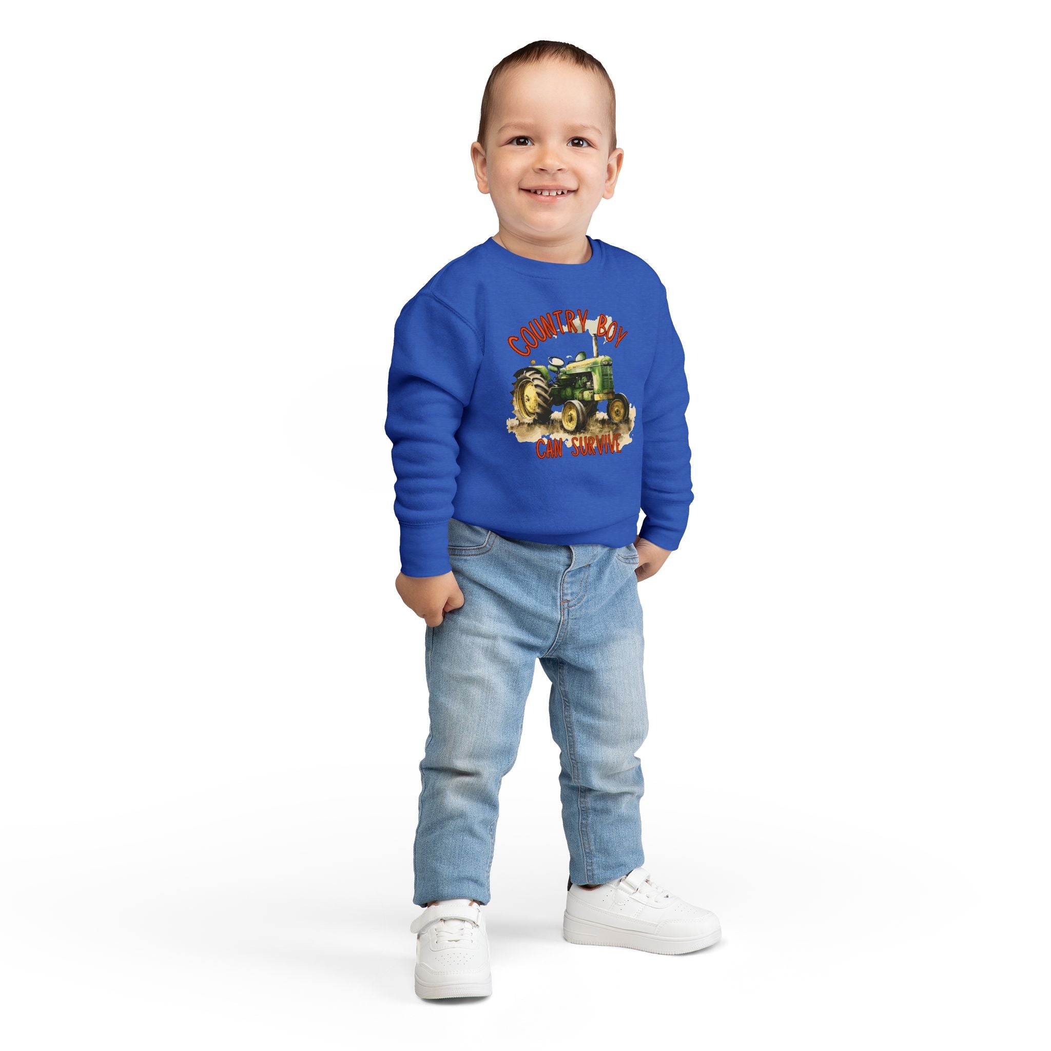 Playful Toddler Sweatshirt ‘Country Boy Will Survive’ Casual Wear, Baby Clothes, Outdoor Adventures, Birthday Gift, Spring Fashion