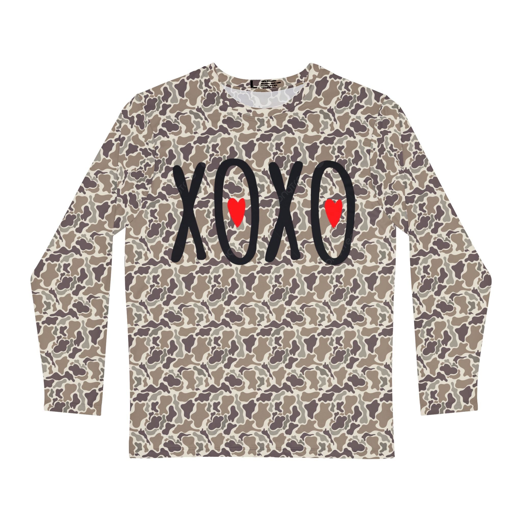 XOXO Camo Long Sleeve Shirt – Valentine Hearts All-Over Print
