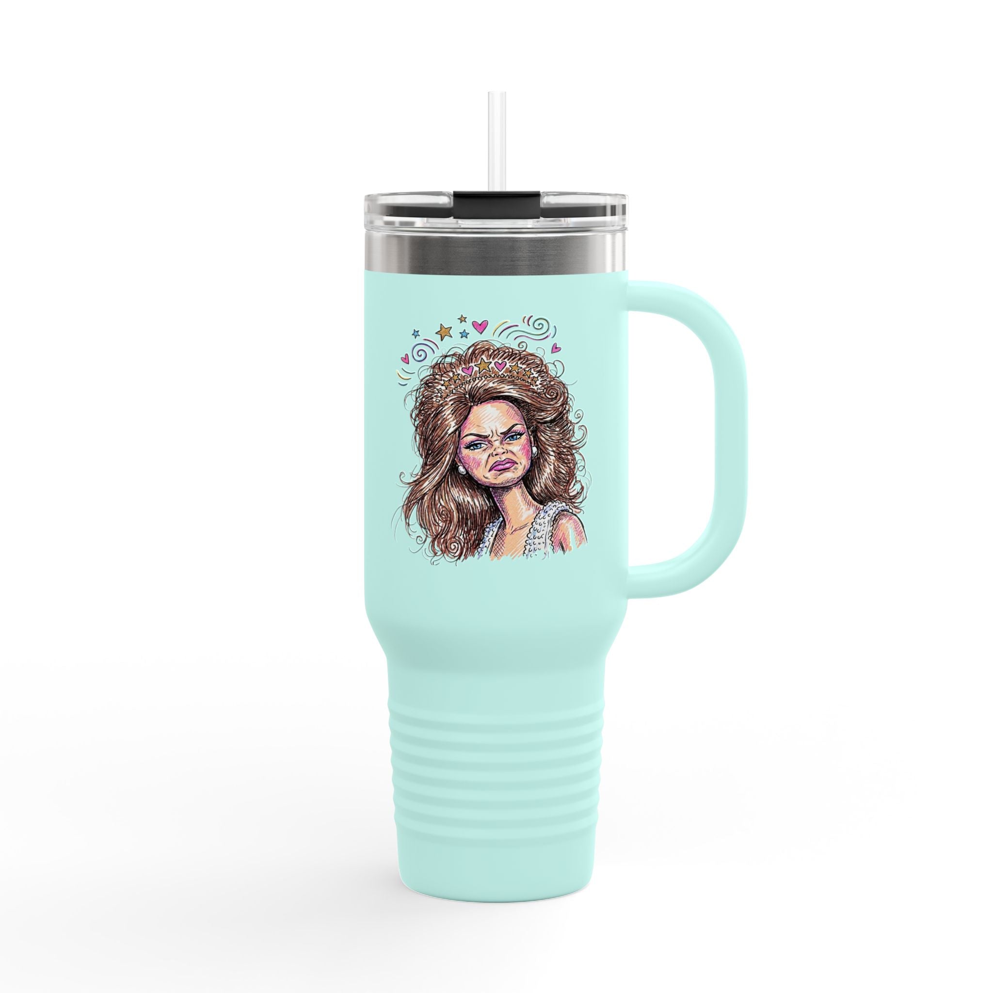 40oz Insulated Travel Mug with Illustrated Mad Barbie – Large Stainless Steel Tumbler for Coffee, Tea & On-the-Go