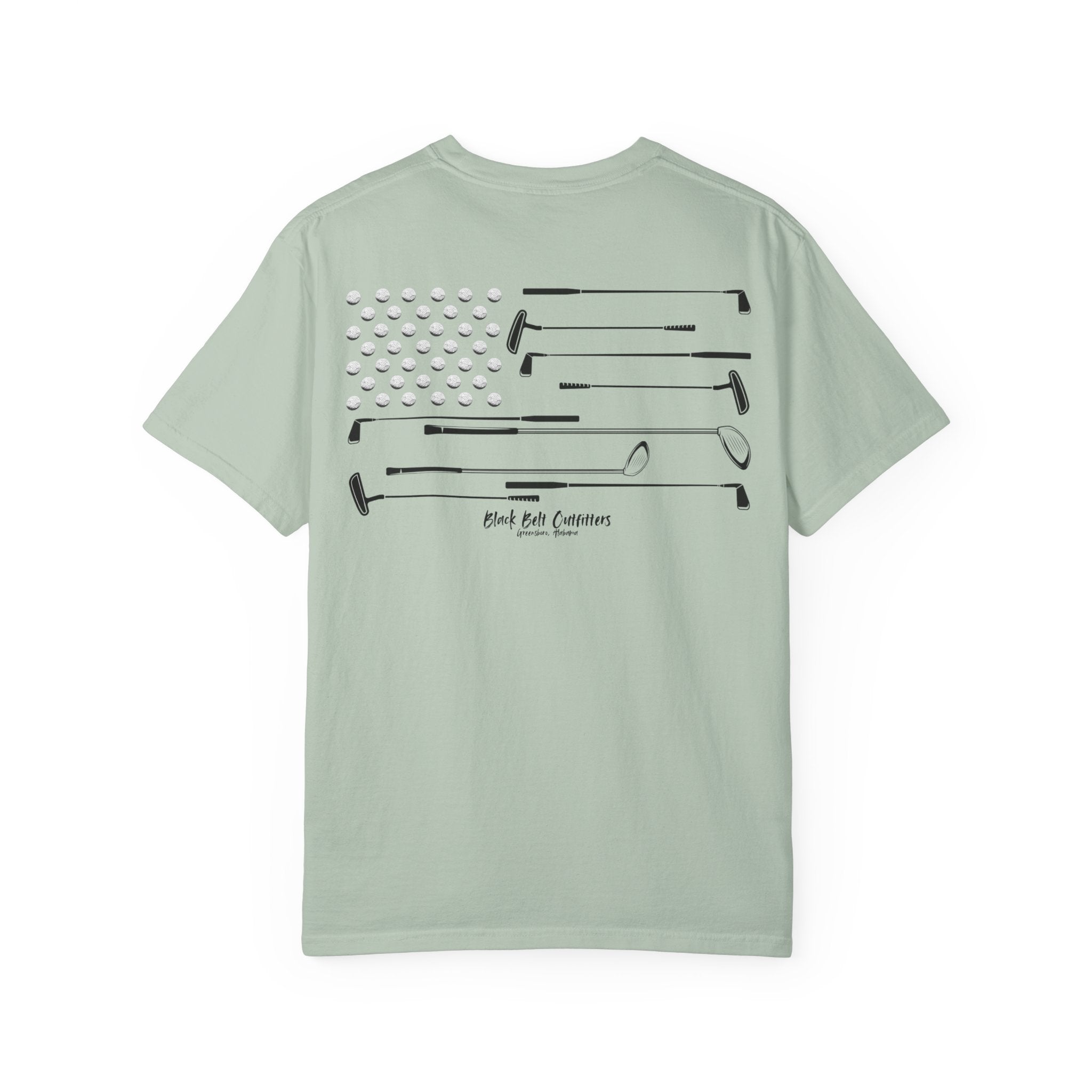 Golf Theme American Flag Unisex Garment-Dyed T-shirt