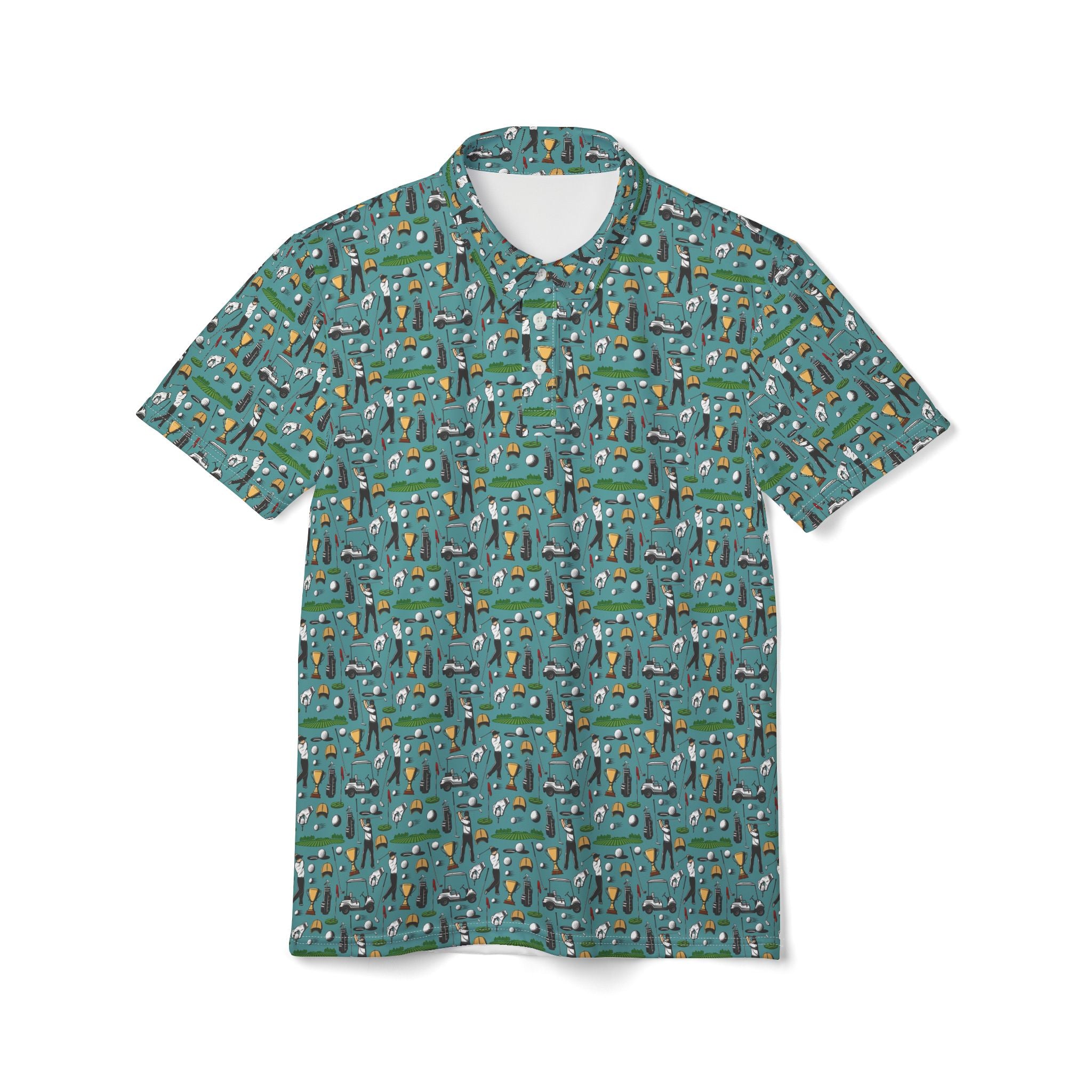Retro Vintage Funny Golf Pattern Unisex Polo Shirt, Summer Style, Casual Wear, Perfect for Outdoors, Gift for Him, Fun Patterned Shirt