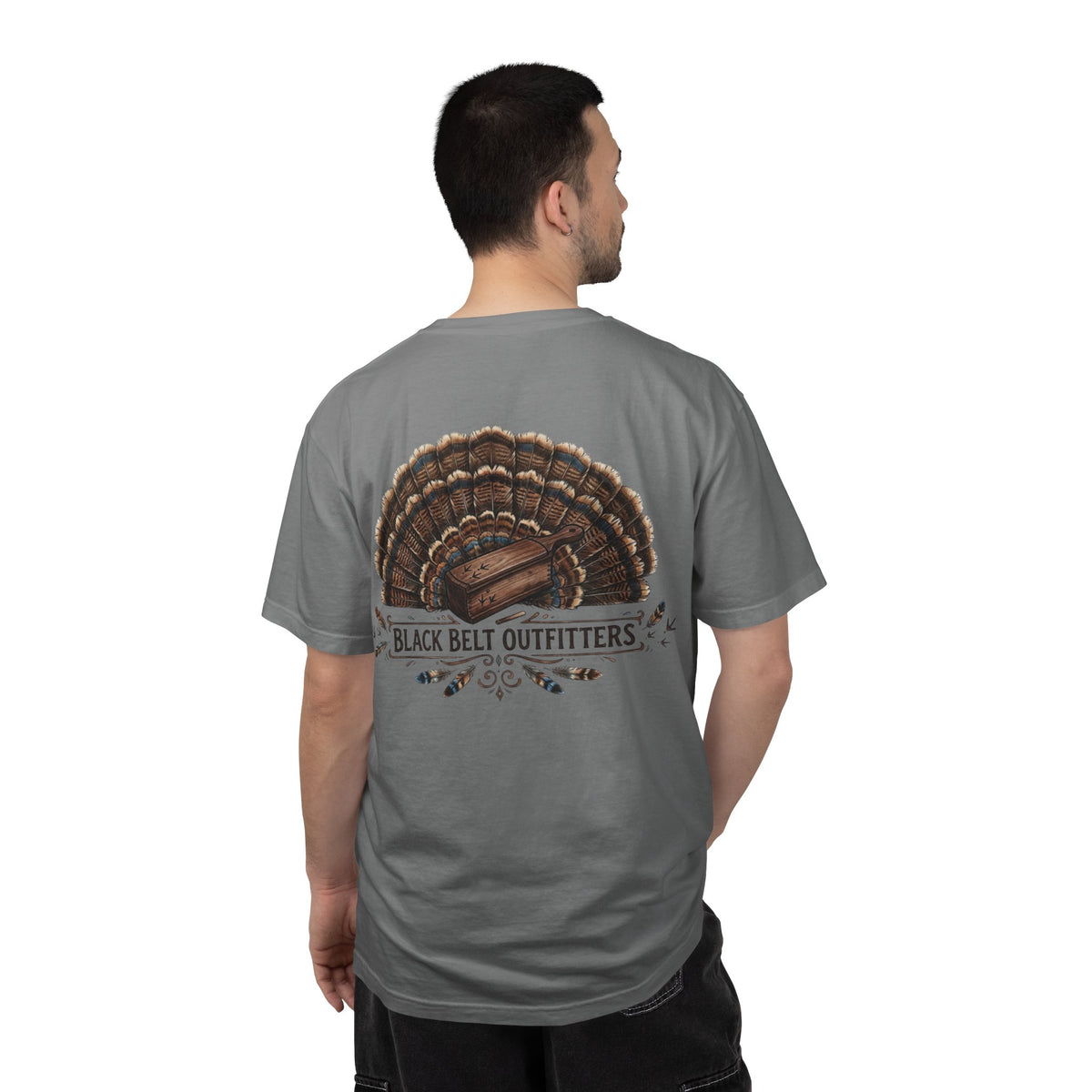 Turkey Feather Graphic T-Shirt — 'Black Belt Outfitters' Outdoor Tee