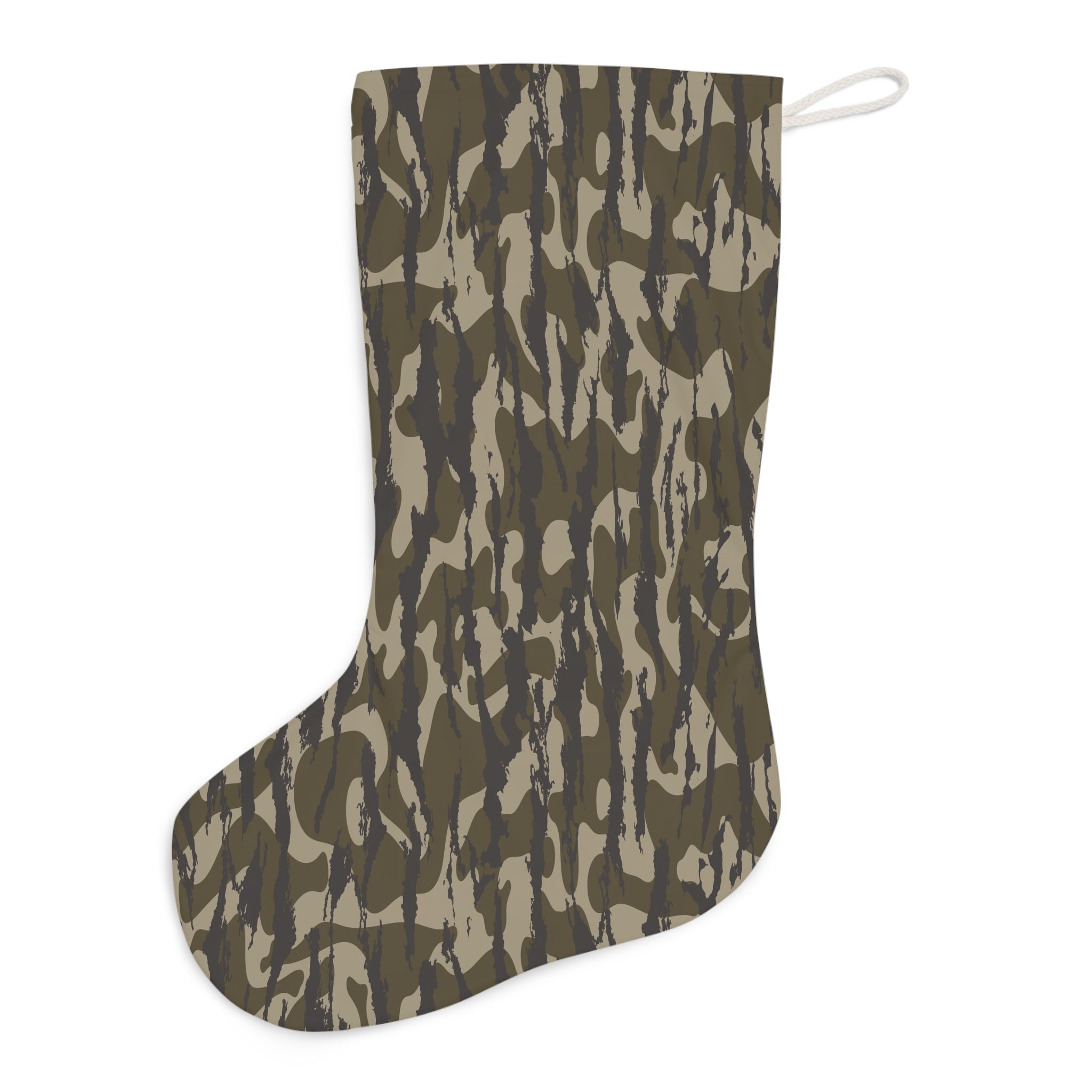 Trendy Camo Santa Stocking, Festive Holiday Decoration, Unique Christmas Stocking, Military Style Stocking for Gifts, Eco-Friendly Decor