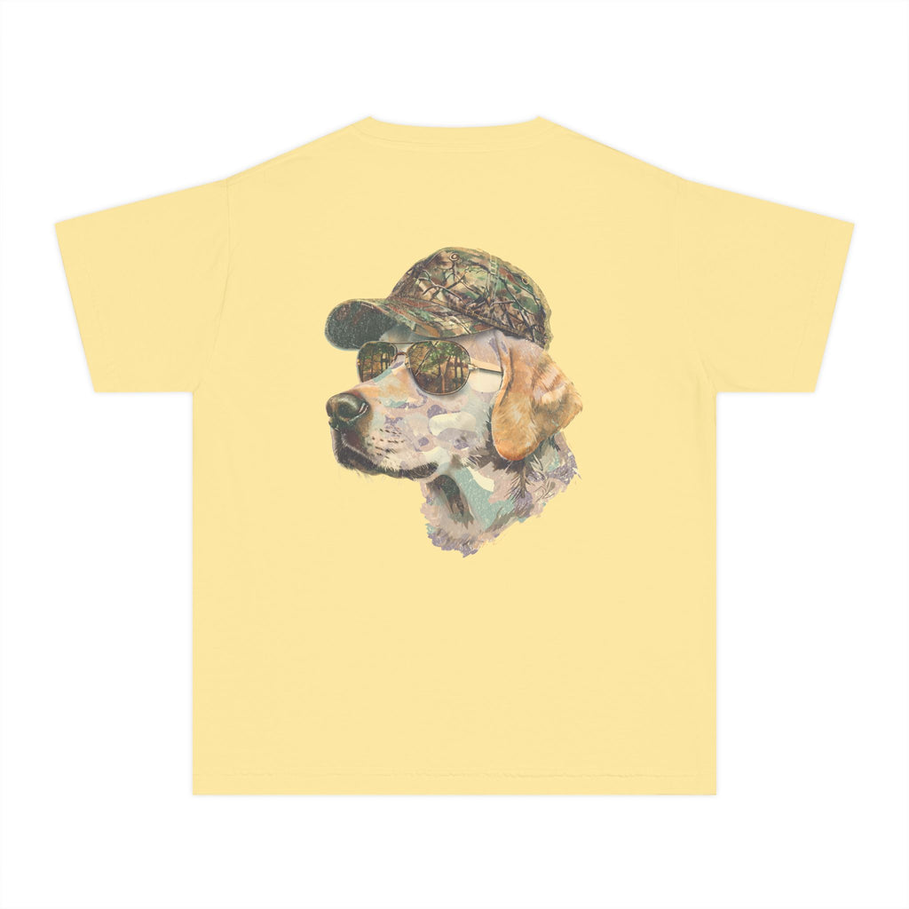 Camo Hunting Dog Youth Midweight Tee - Fun Farm-Themed Shirt