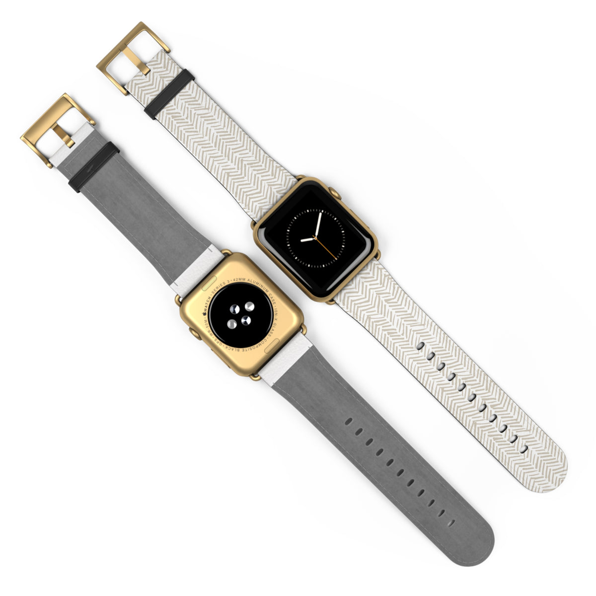 Herringbone Cream Watch Band — Minimal Neutral Apple Watch Strap