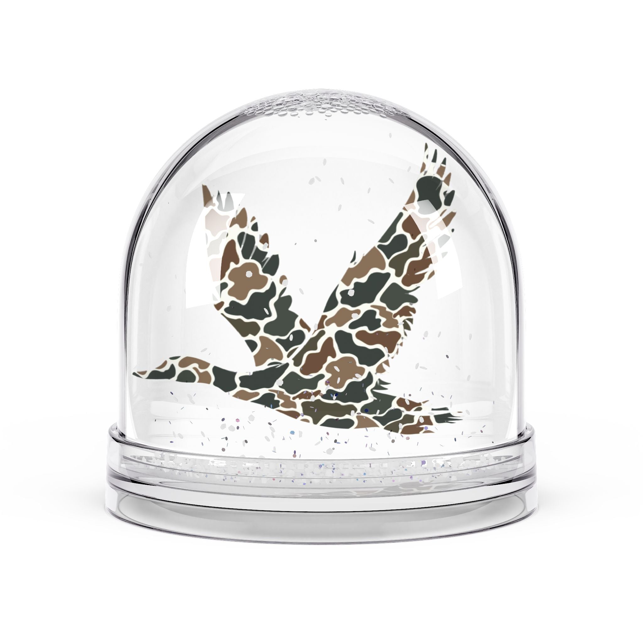 Camo Duck Snow Globe, Unique Home Decor, Gift for Nature Lovers, Rustic Decor, Winter Wonderland