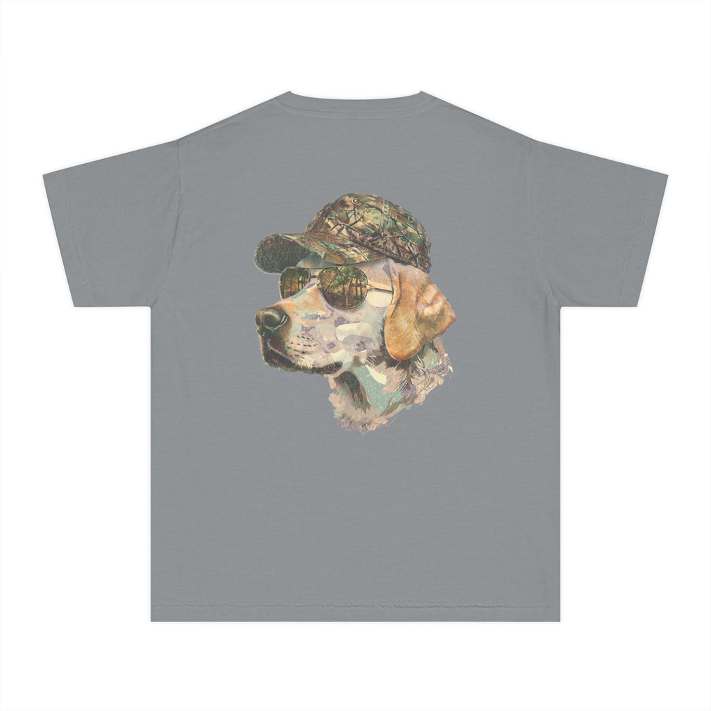 Camo Hunting Dog Youth Midweight Tee - Fun Farm-Themed Shirt