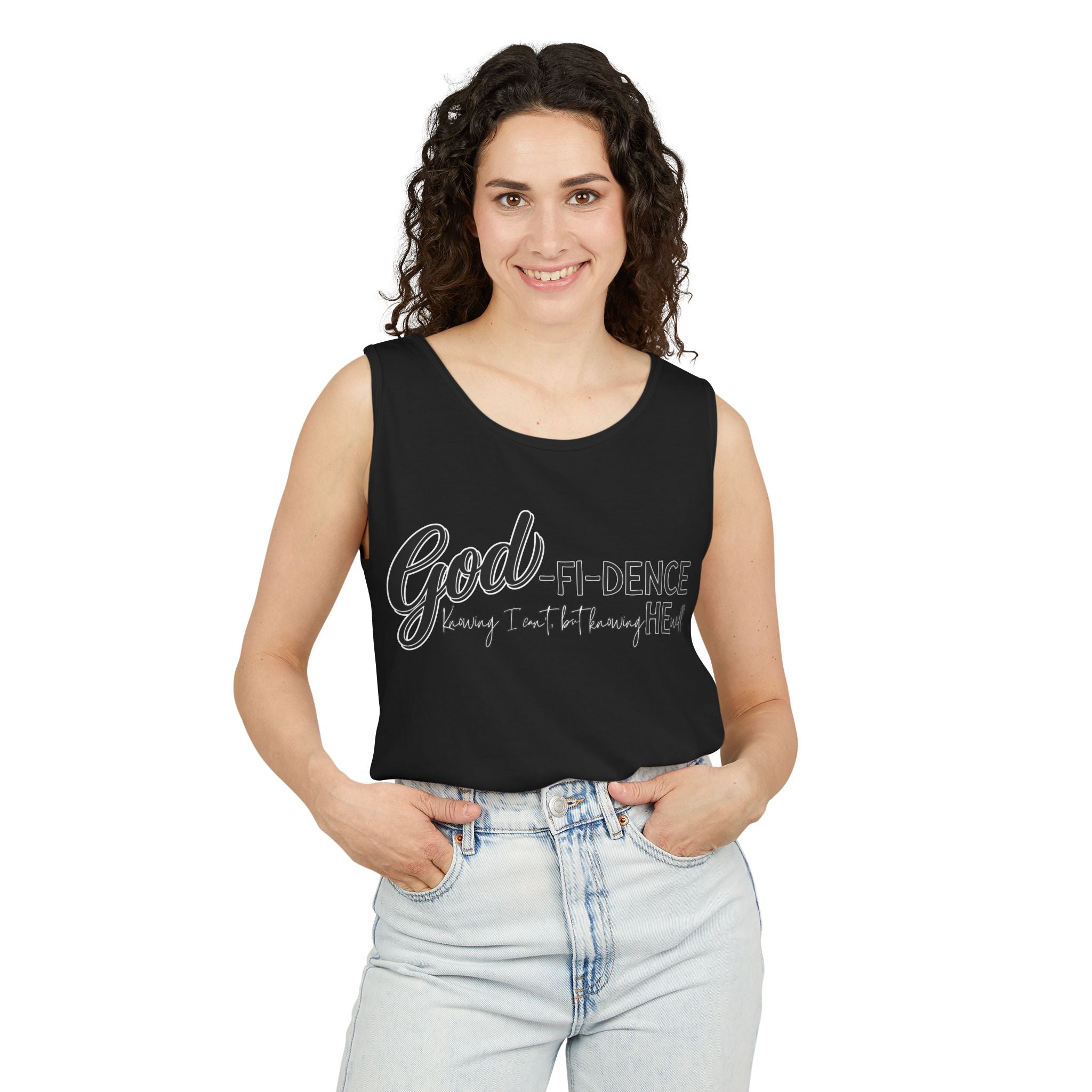 God-Fi-dence Garment-Dyed Tank Top | Faith-Inspired Summer Apparel, Christian Gifts, Casual Wear, Workout Tank, Inspirational Quotes