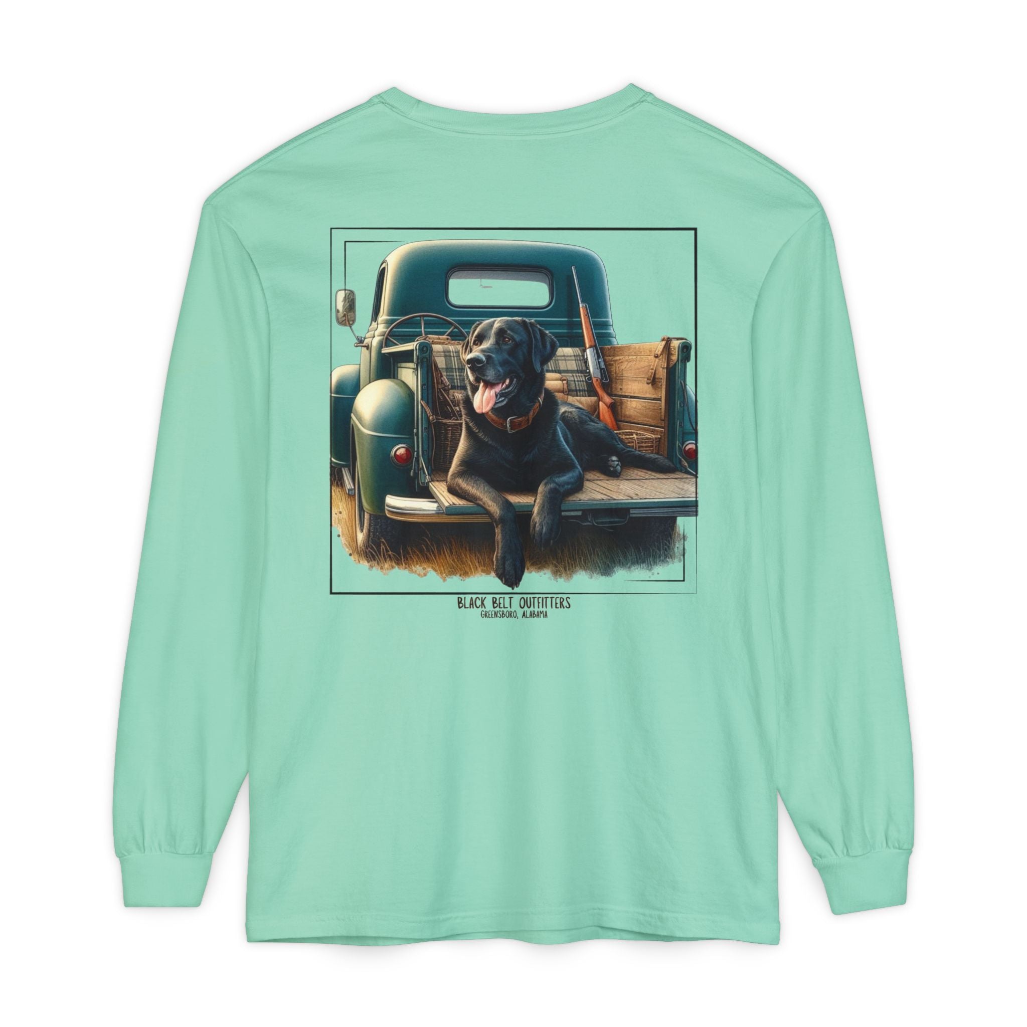 Duck Dog Vintage Truck Unisex Garment-Dyed Long Sleeve T-Shirt, Casual Wear, Gift for Him/Her, Streetwear, Everyday Comfort, Comfortable Layering