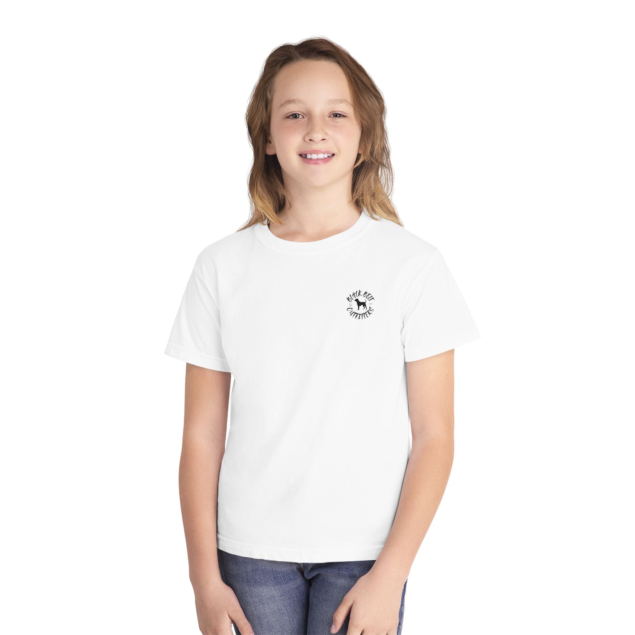 Hunting Puppy in Yeti Youth Midweight Tee - Fun Farm-Themed Shirt