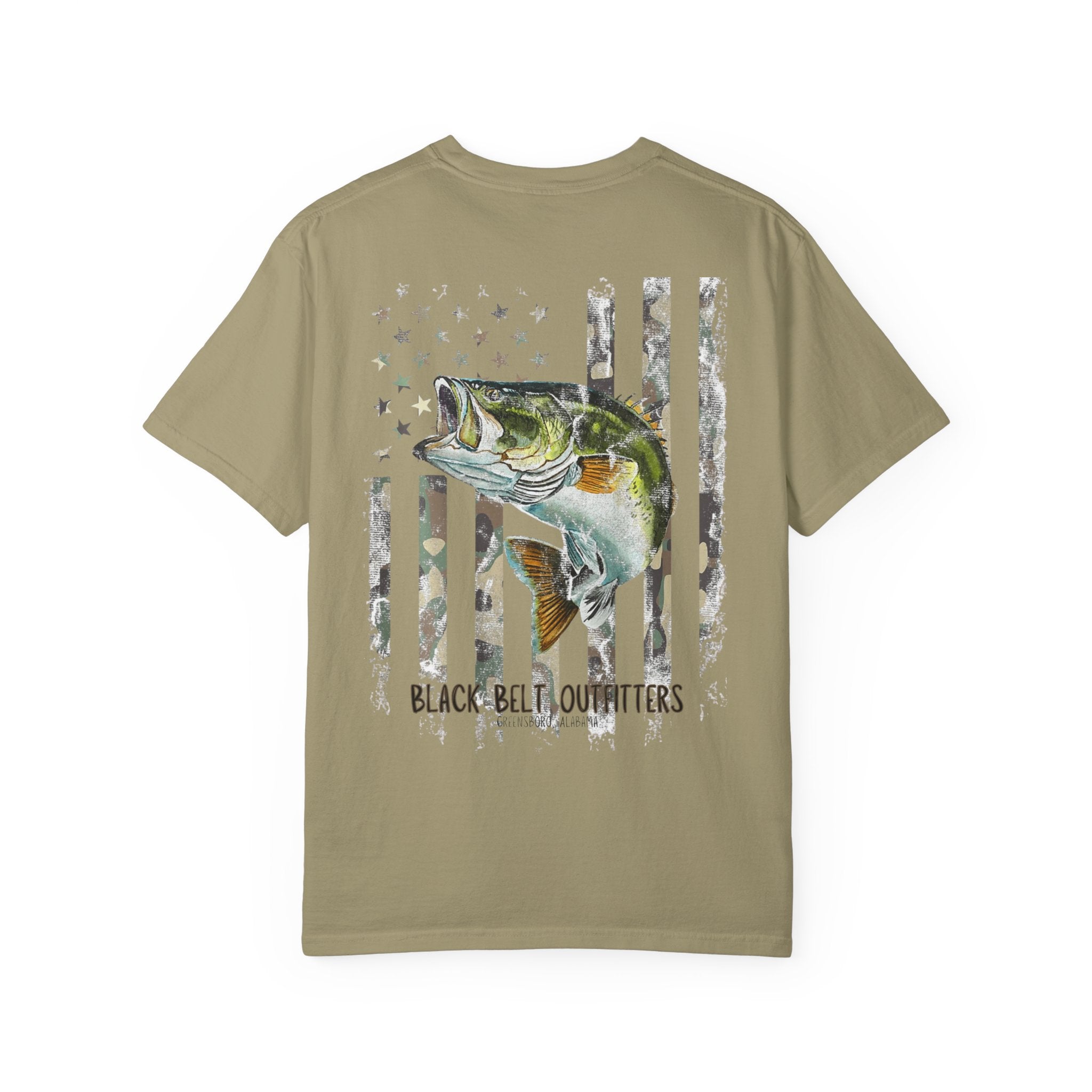 Bass Fish Camo American Flag Unisex T-Shirt, Perfect for Gifts, Father's Day, Golf Events, Casual Wear, Comfortable Tee