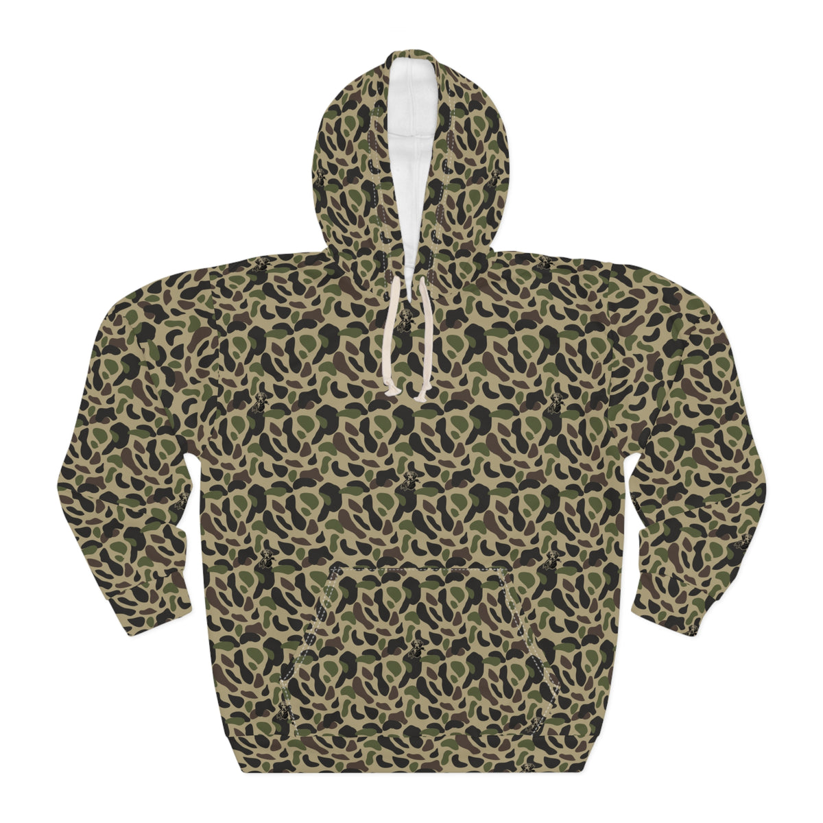 RiverDog Duck Hunting Camo All-Over Print Hoodie — Olive Green Animal Print Pullover