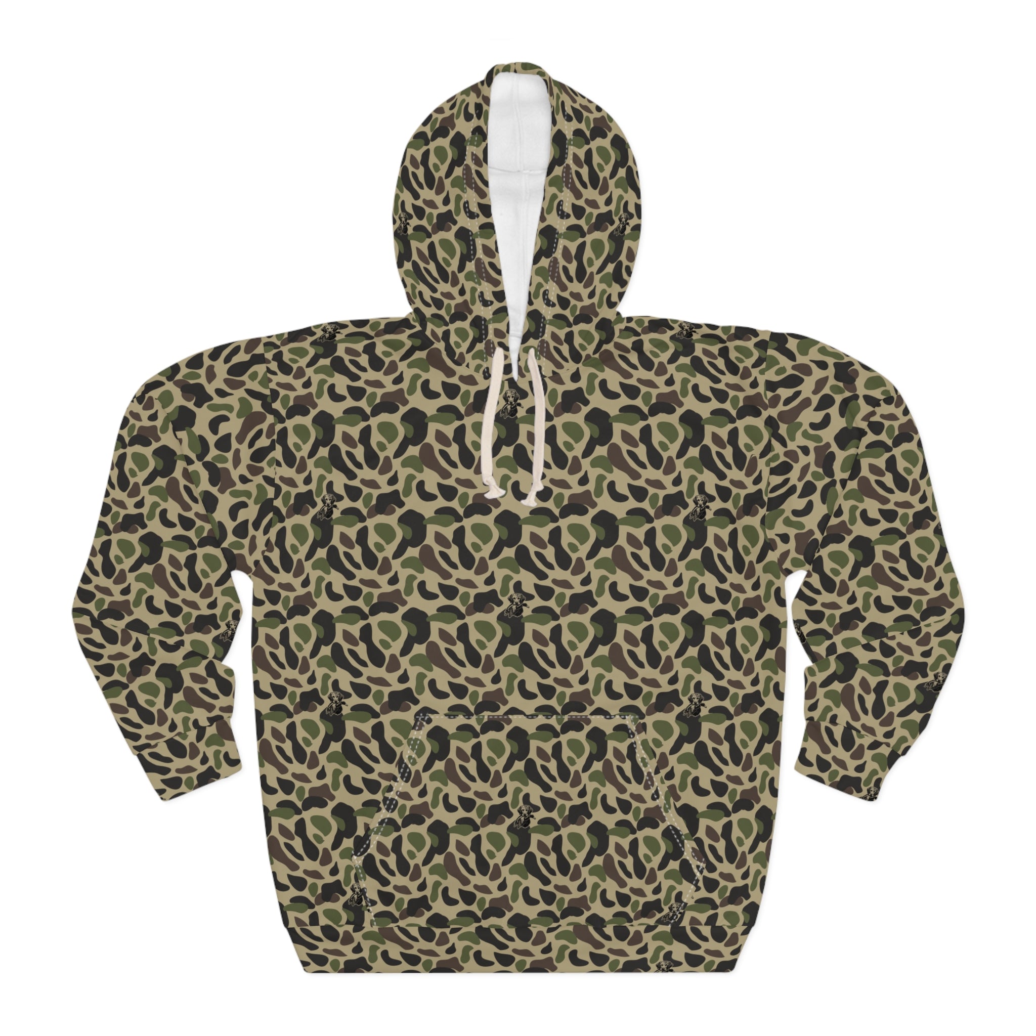 RiverDog Duck Hunting Camo All-Over Print Hoodie — Olive Green Animal Print Pullover