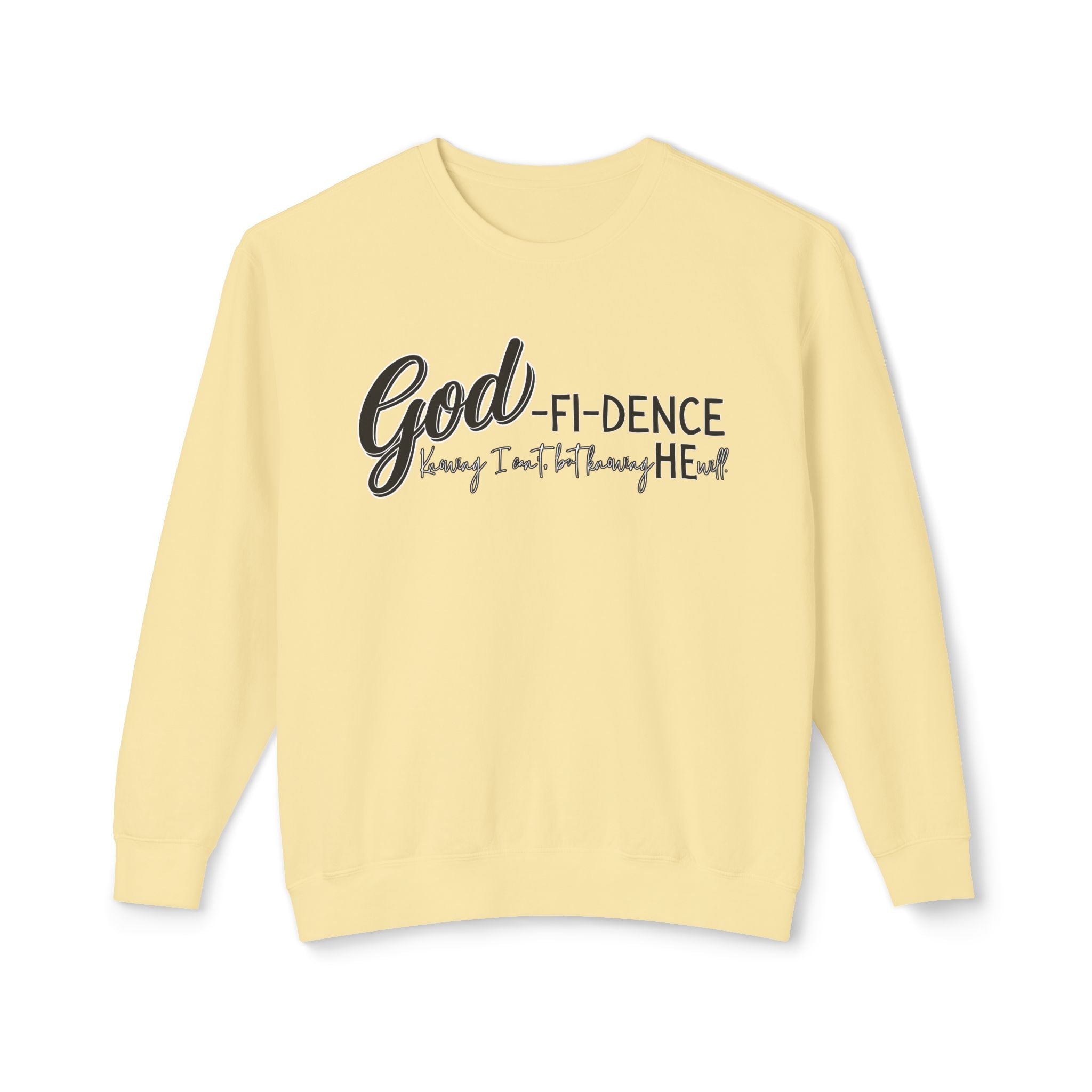 GOD-fi-dence Comfort Crewneck Sweatshirt - Godfidence Quote, Inspirational Gift, Cozy Apparel, Casual Wear, Unisex Style