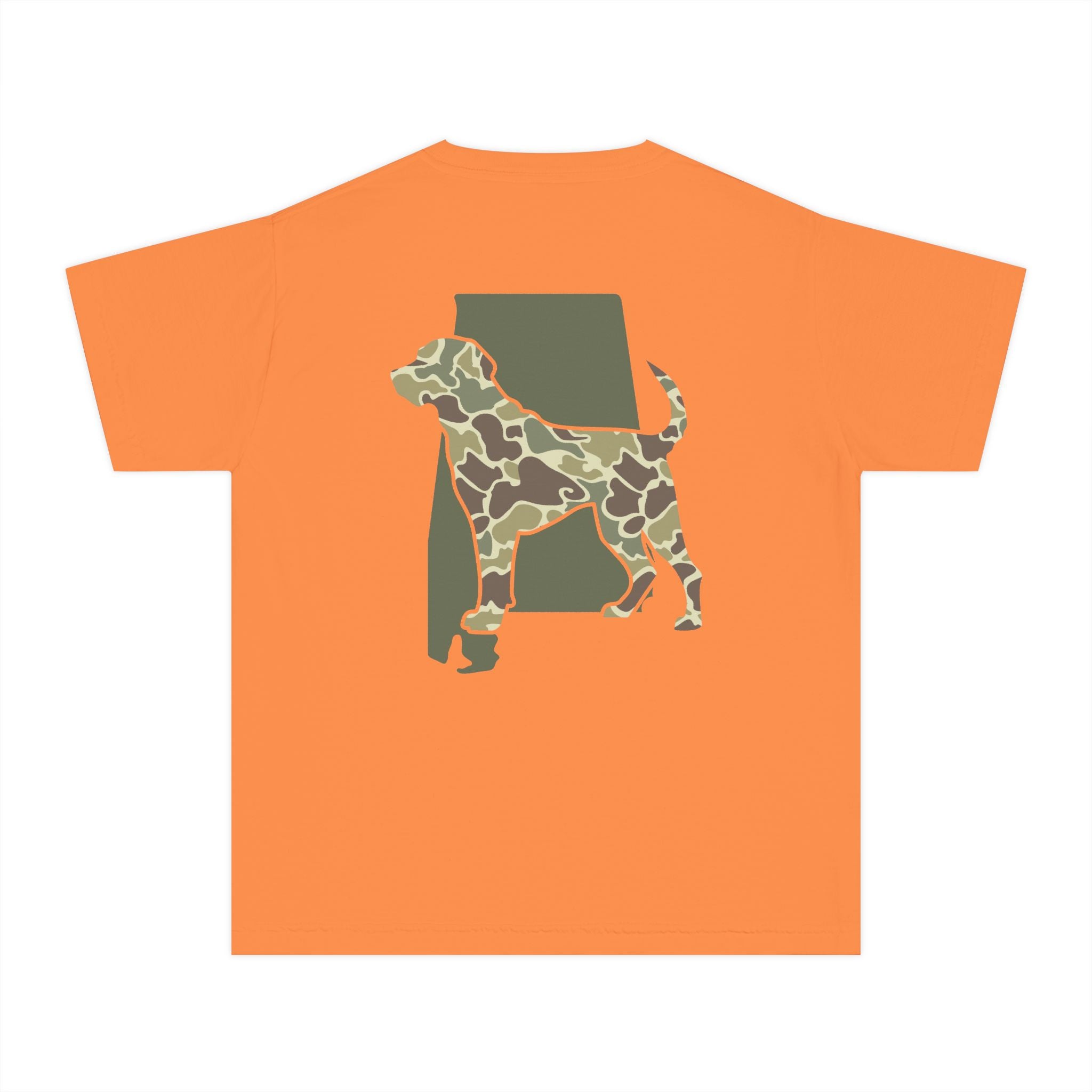 Alabama Camo Hunting Dog Youth Midweight Tee - Fun Farm-Themed Shirt