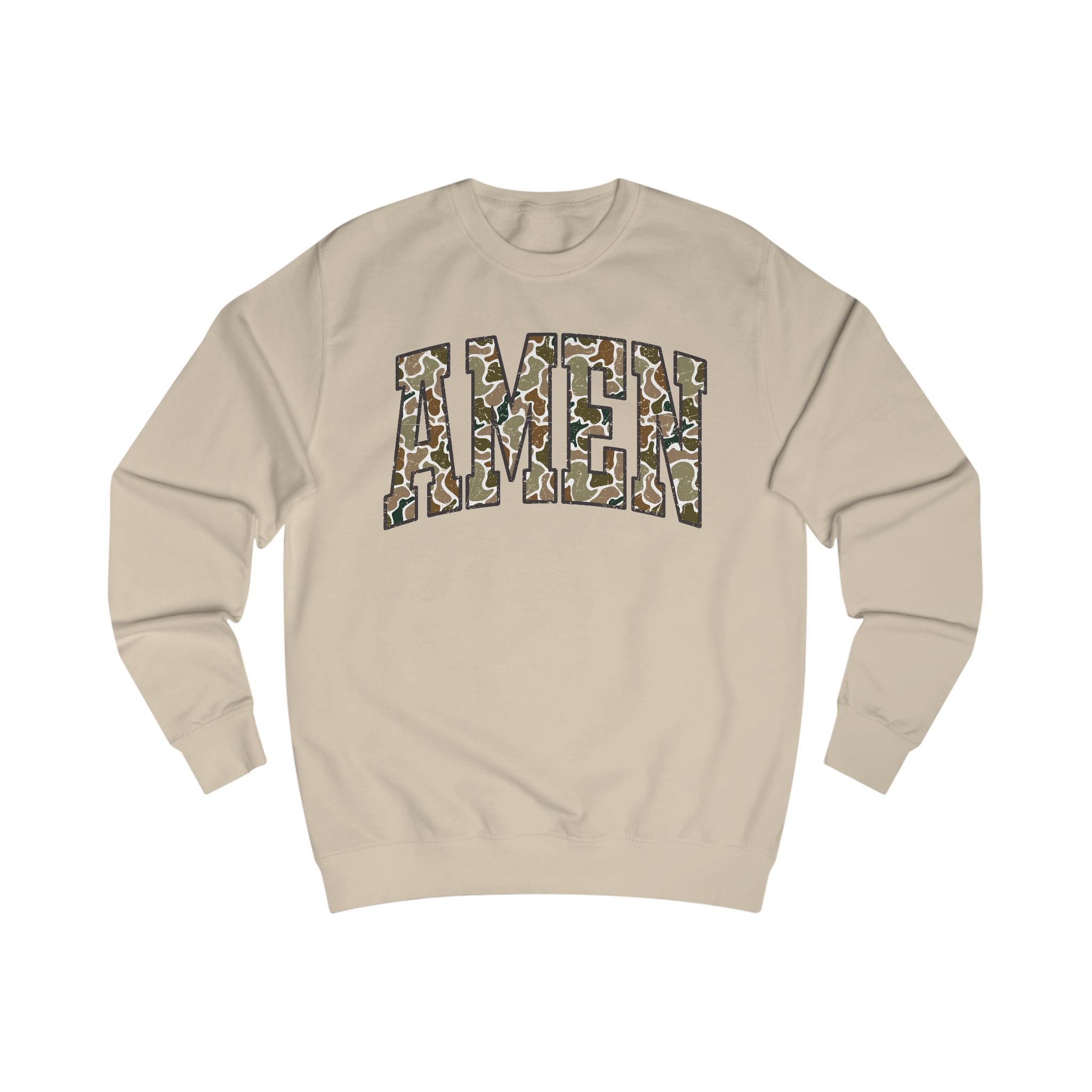 Camo Amen Unisex Sweatshirt, Cozy Graphic Sweater, Casual Gift, Perfect for Fall, Statement Apparel, Inspiring Fashion
