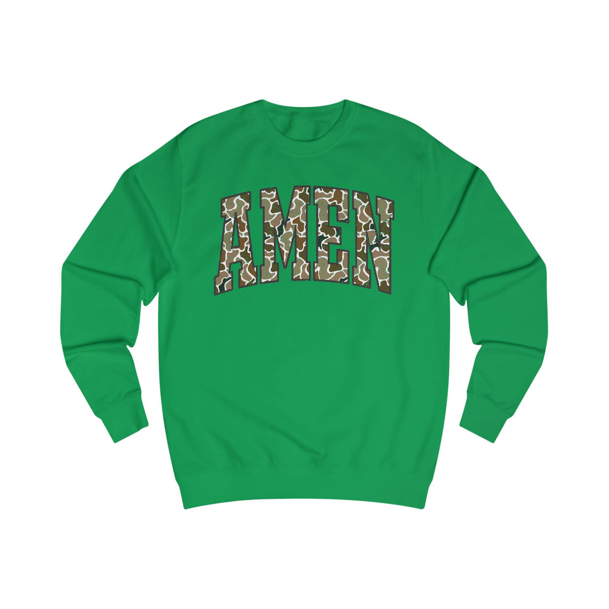 Camo Amen Unisex Sweatshirt, Cozy Graphic Sweater, Casual Gift, Perfect for Fall, Statement Apparel, Inspiring Fashion
