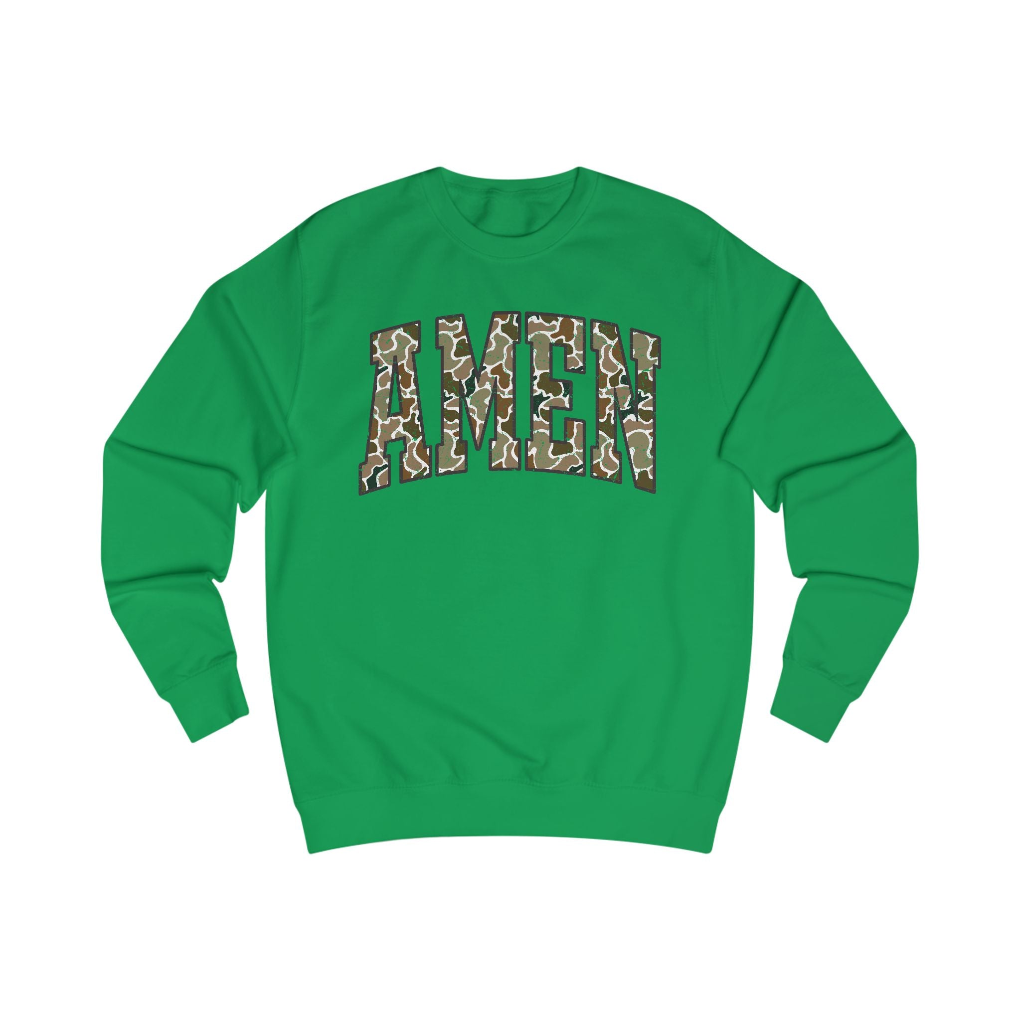 Camo Amen Unisex Sweatshirt, Cozy Graphic Sweater, Casual Gift, Perfect for Fall, Statement Apparel, Inspiring Fashion