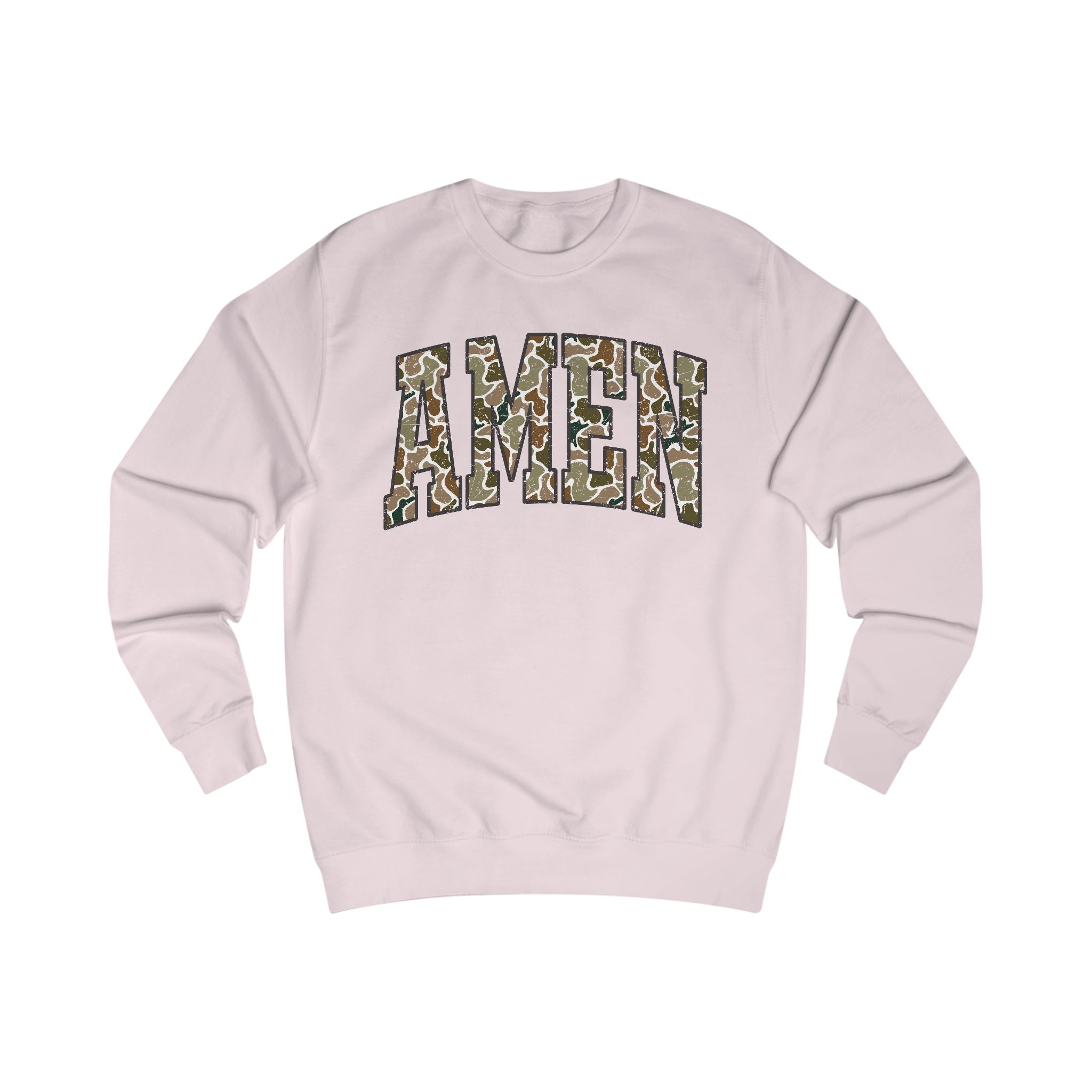 Camo Amen Unisex Sweatshirt, Cozy Graphic Sweater, Casual Gift, Perfect for Fall, Statement Apparel, Inspiring Fashion