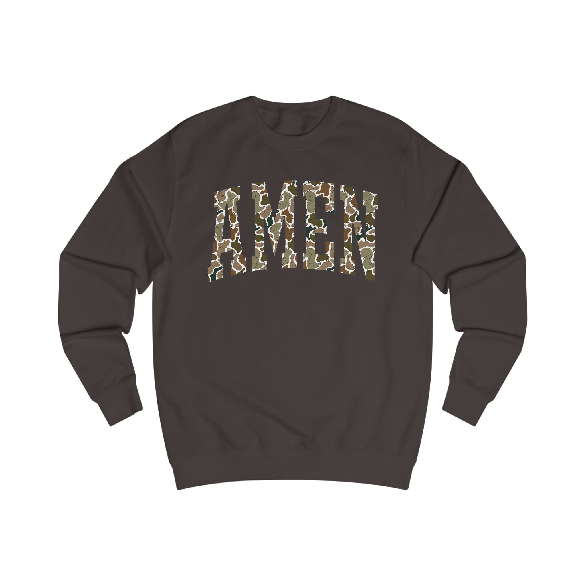Camo Amen Unisex Sweatshirt, Cozy Graphic Sweater, Casual Gift, Perfect for Fall, Statement Apparel, Inspiring Fashion