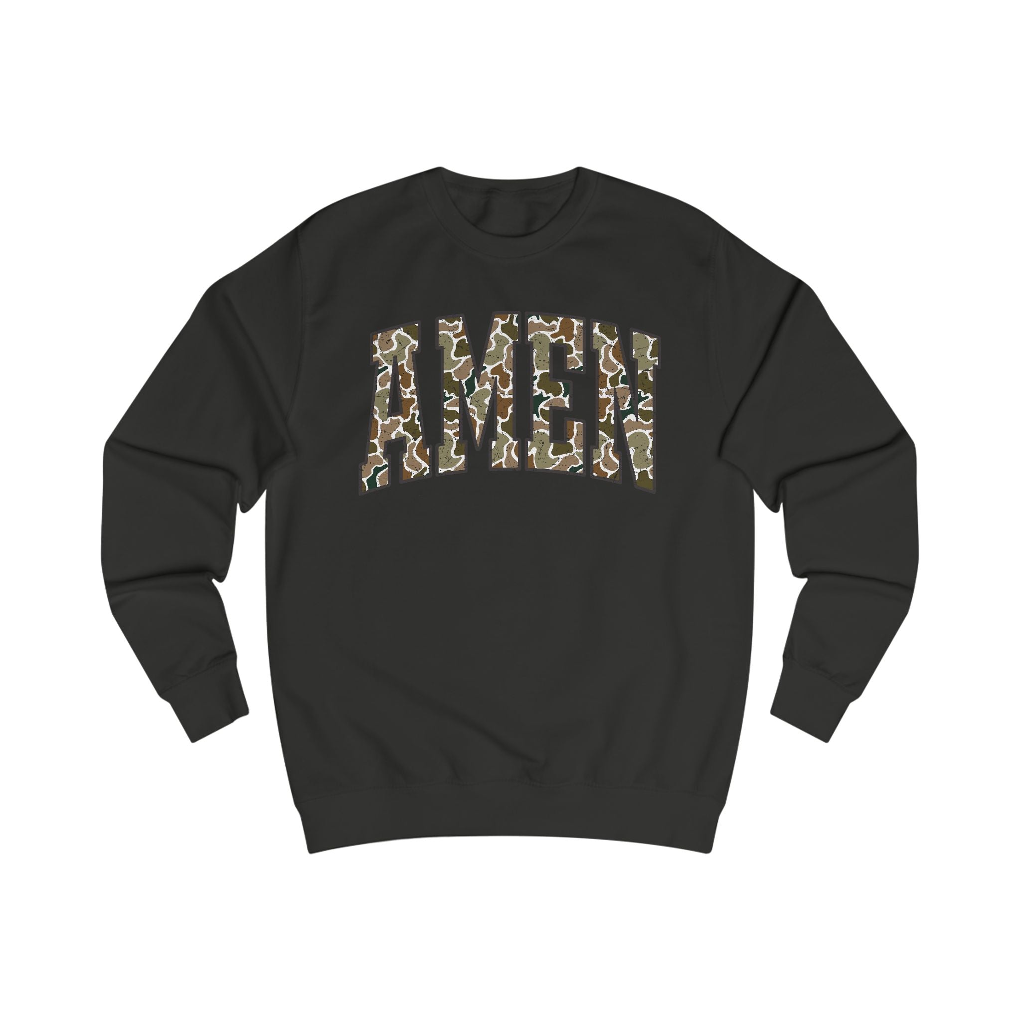 Camo Amen Unisex Sweatshirt, Cozy Graphic Sweater, Casual Gift, Perfect for Fall, Statement Apparel, Inspiring Fashion
