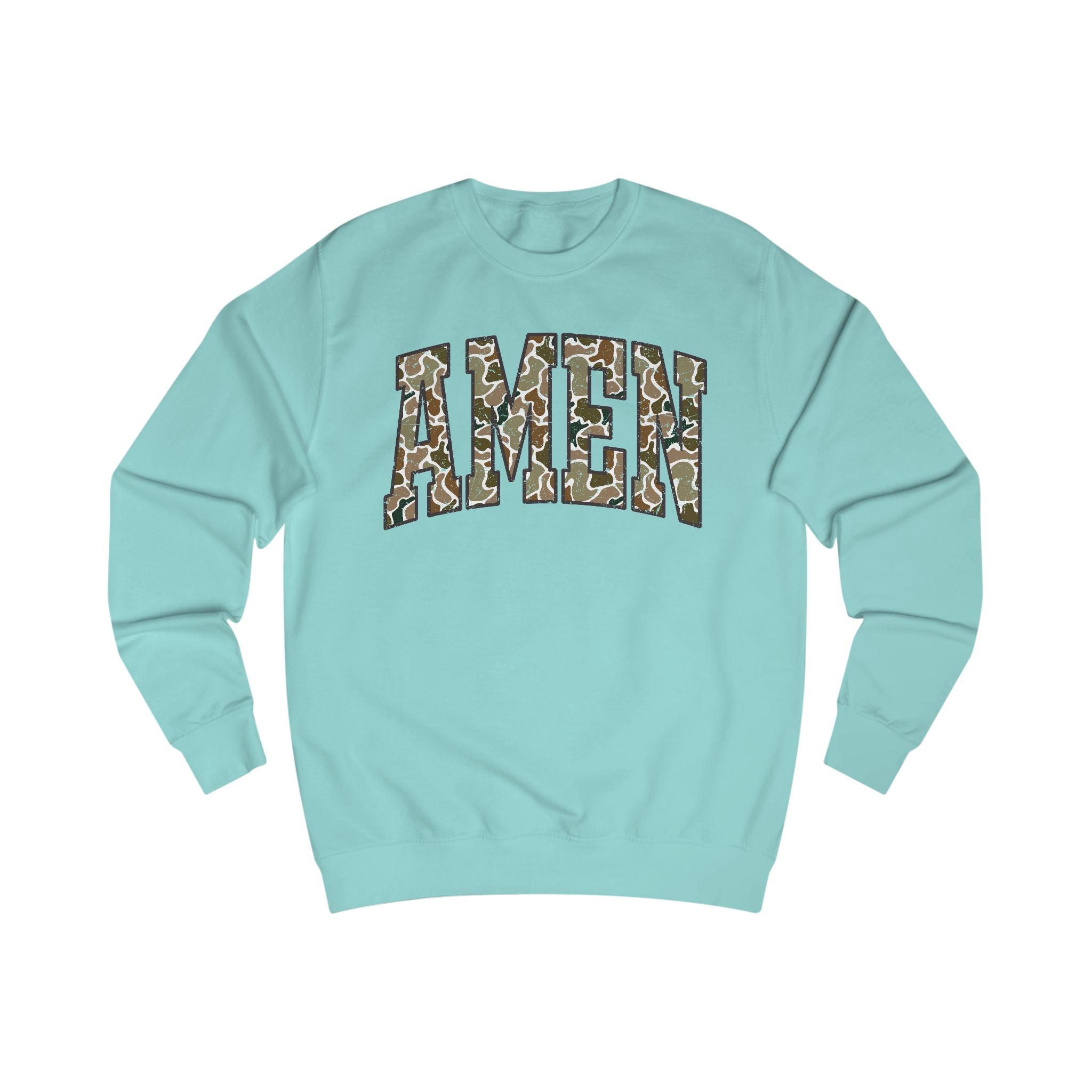 Camo Amen Unisex Sweatshirt, Cozy Graphic Sweater, Casual Gift, Perfect for Fall, Statement Apparel, Inspiring Fashion