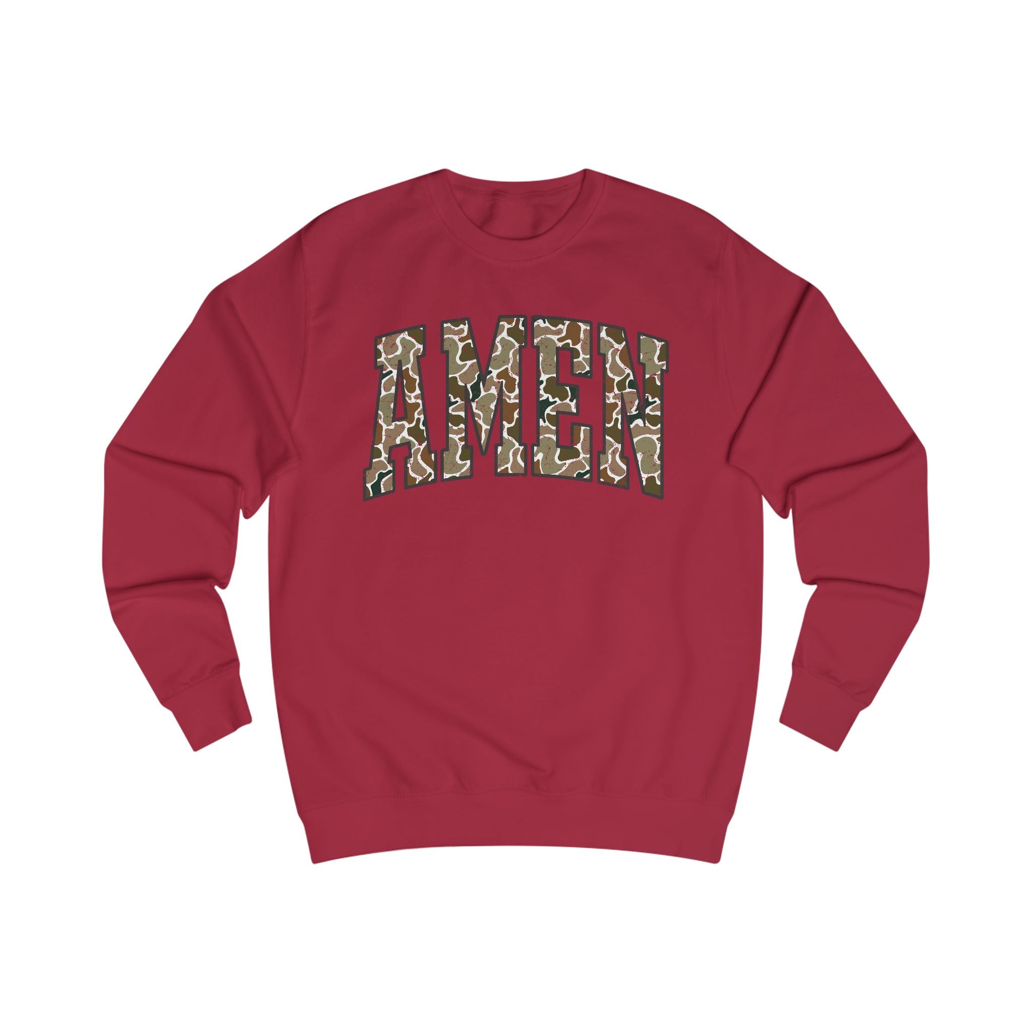 Camo Amen Unisex Sweatshirt, Cozy Graphic Sweater, Casual Gift, Perfect for Fall, Statement Apparel, Inspiring Fashion