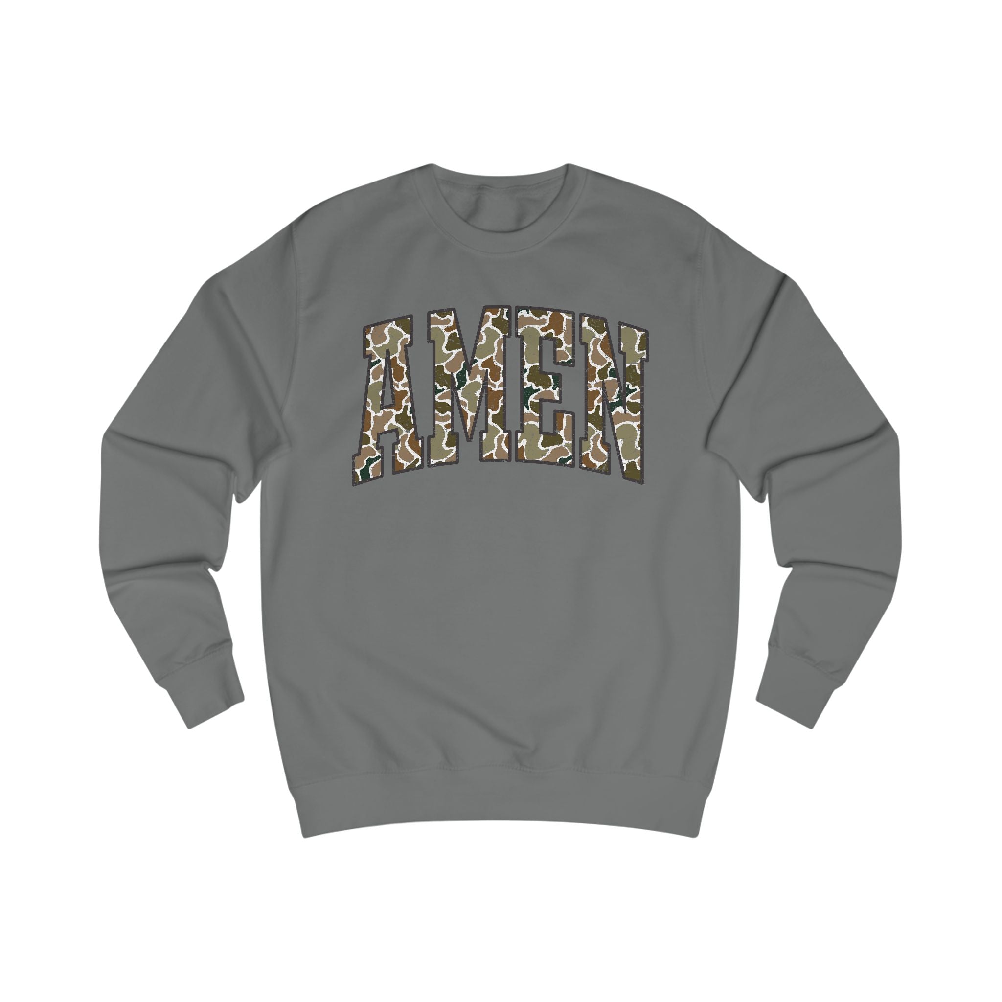 Camo Amen Unisex Sweatshirt, Cozy Graphic Sweater, Casual Gift, Perfect for Fall, Statement Apparel, Inspiring Fashion