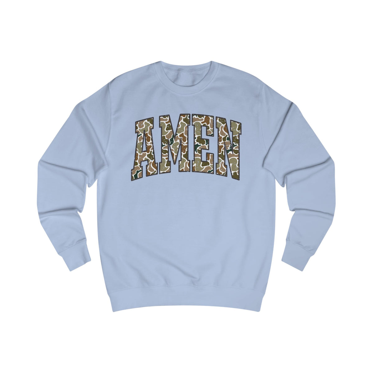 Camo Amen Unisex Sweatshirt, Cozy Graphic Sweater, Casual Gift, Perfect for Fall, Statement Apparel, Inspiring Fashion