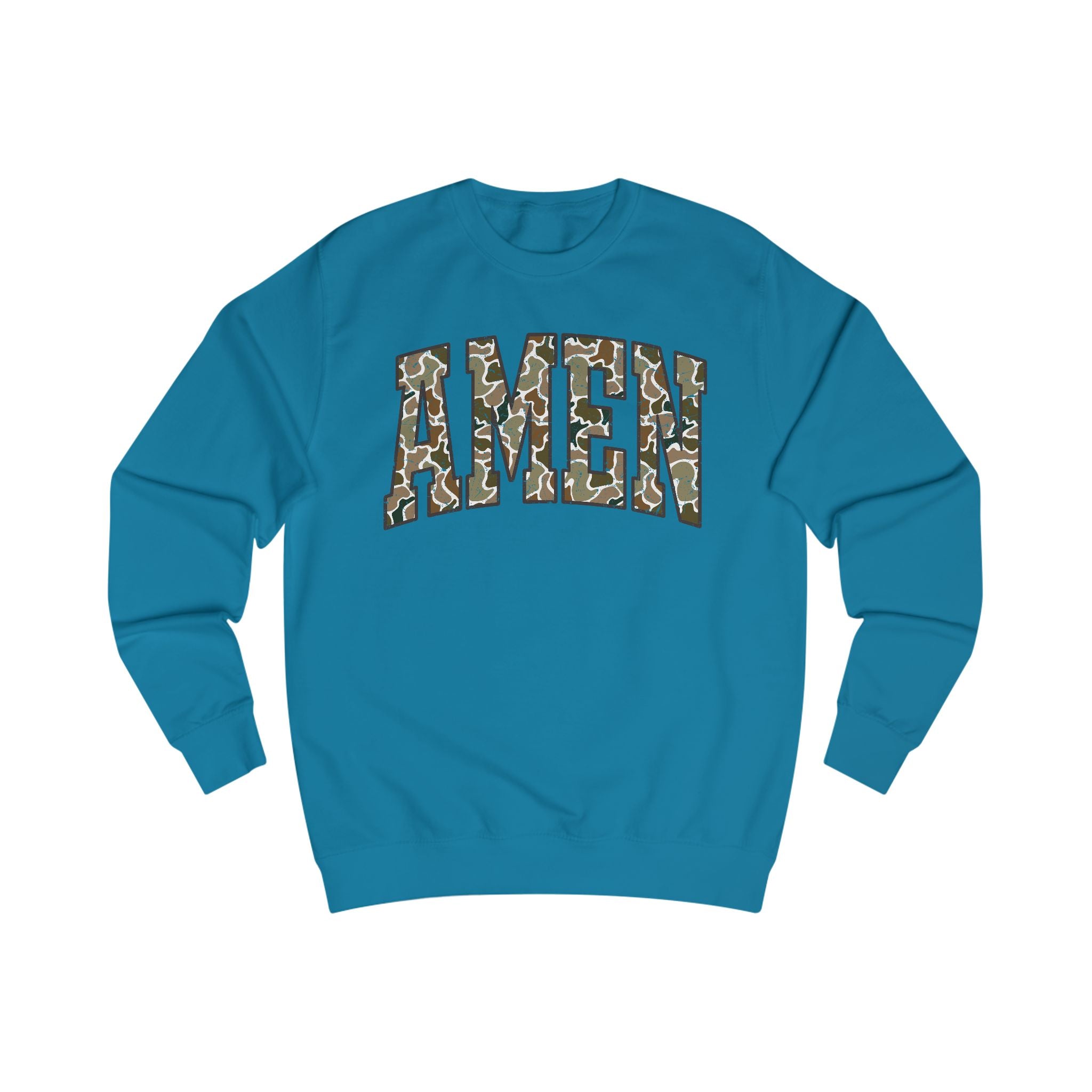 Camo Amen Unisex Sweatshirt, Cozy Graphic Sweater, Casual Gift, Perfect for Fall, Statement Apparel, Inspiring Fashion