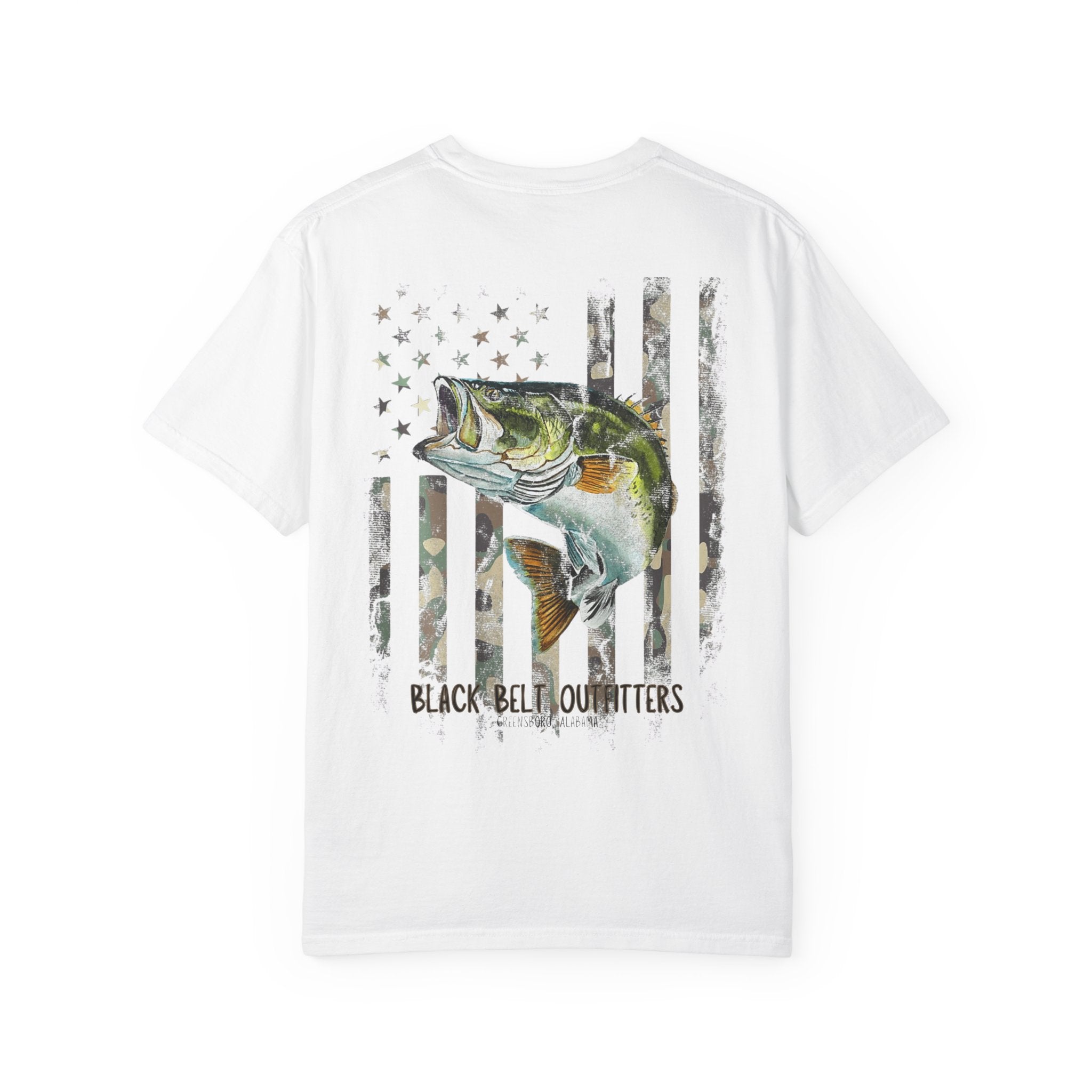 Bass Fish Camo American Flag Unisex T-Shirt, Perfect for Gifts, Father's Day, Golf Events, Casual Wear, Comfortable Tee