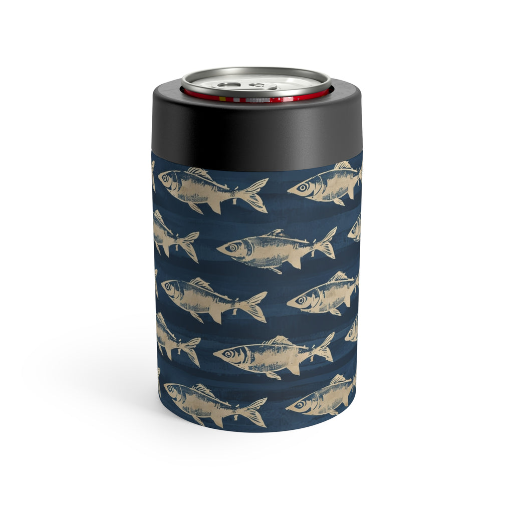 Fish Pattern Can Holder, Rustic Drink Insulator, Camping Accessory, Outdoor Party Favor, Unique Gifts for Him
