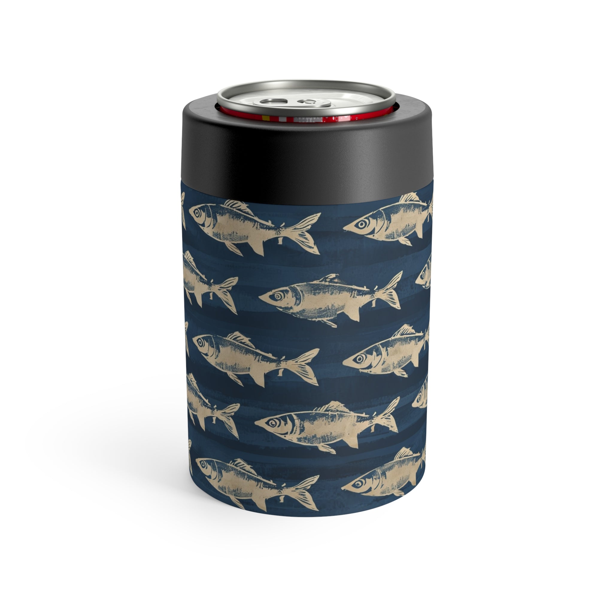 Fish Pattern Can Holder, Rustic Drink Insulator, Camping Accessory, Outdoor Party Favor, Unique Gifts for Him
