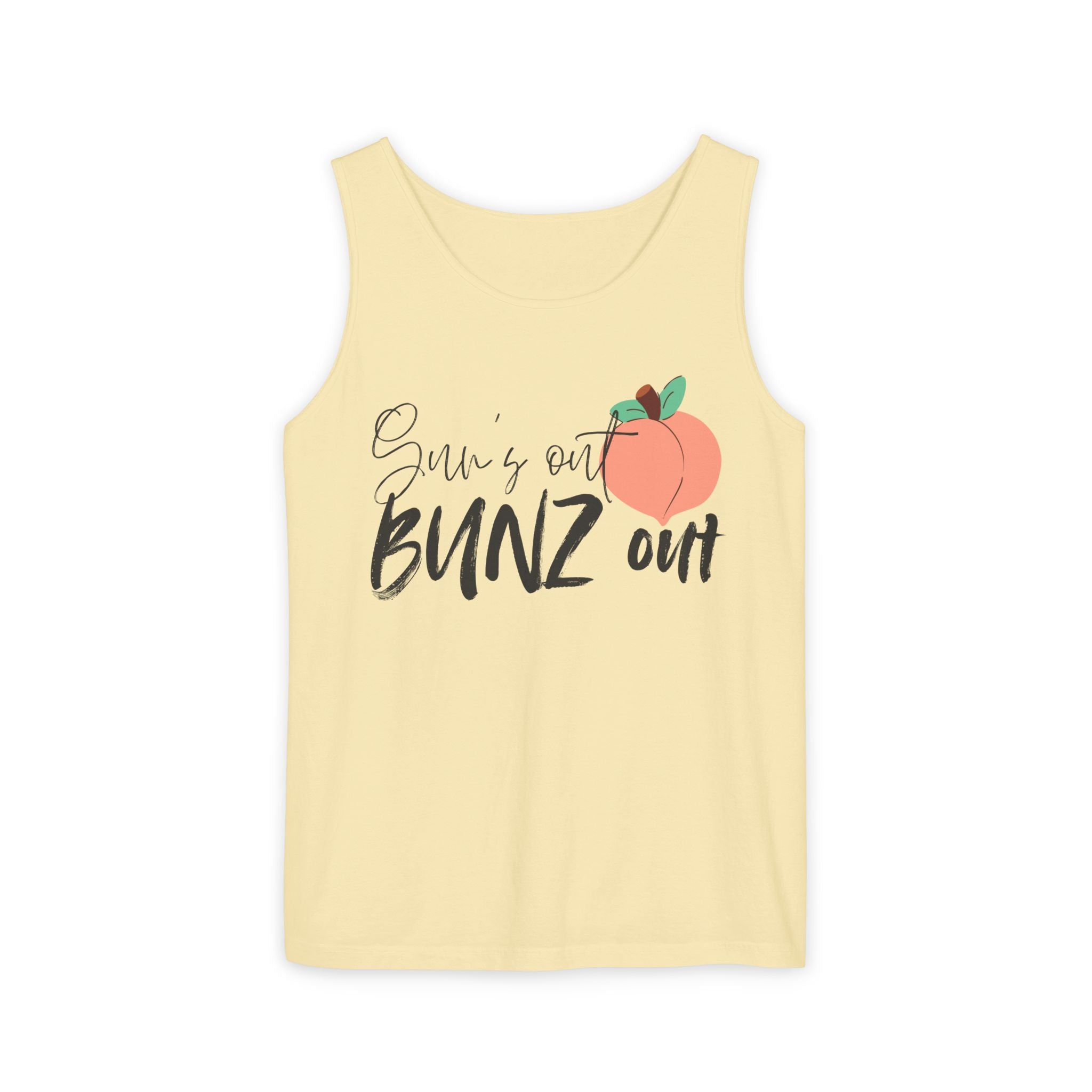 Sun’s Out Bunz Out Tank Top — Cute Peach Graphic Summer Tank