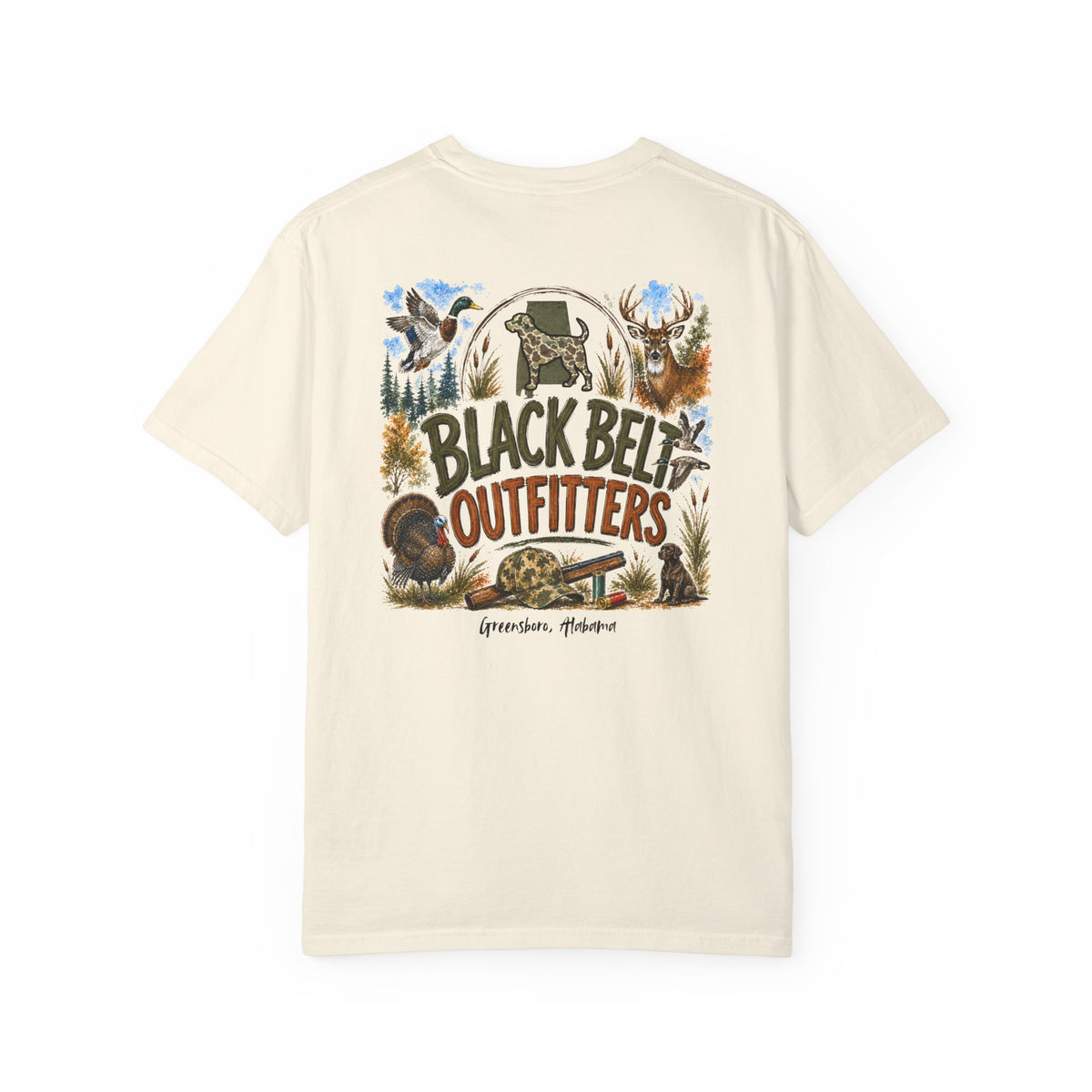 T-Shirt — Black Belt Outfitters Hunting Seasons Graphic